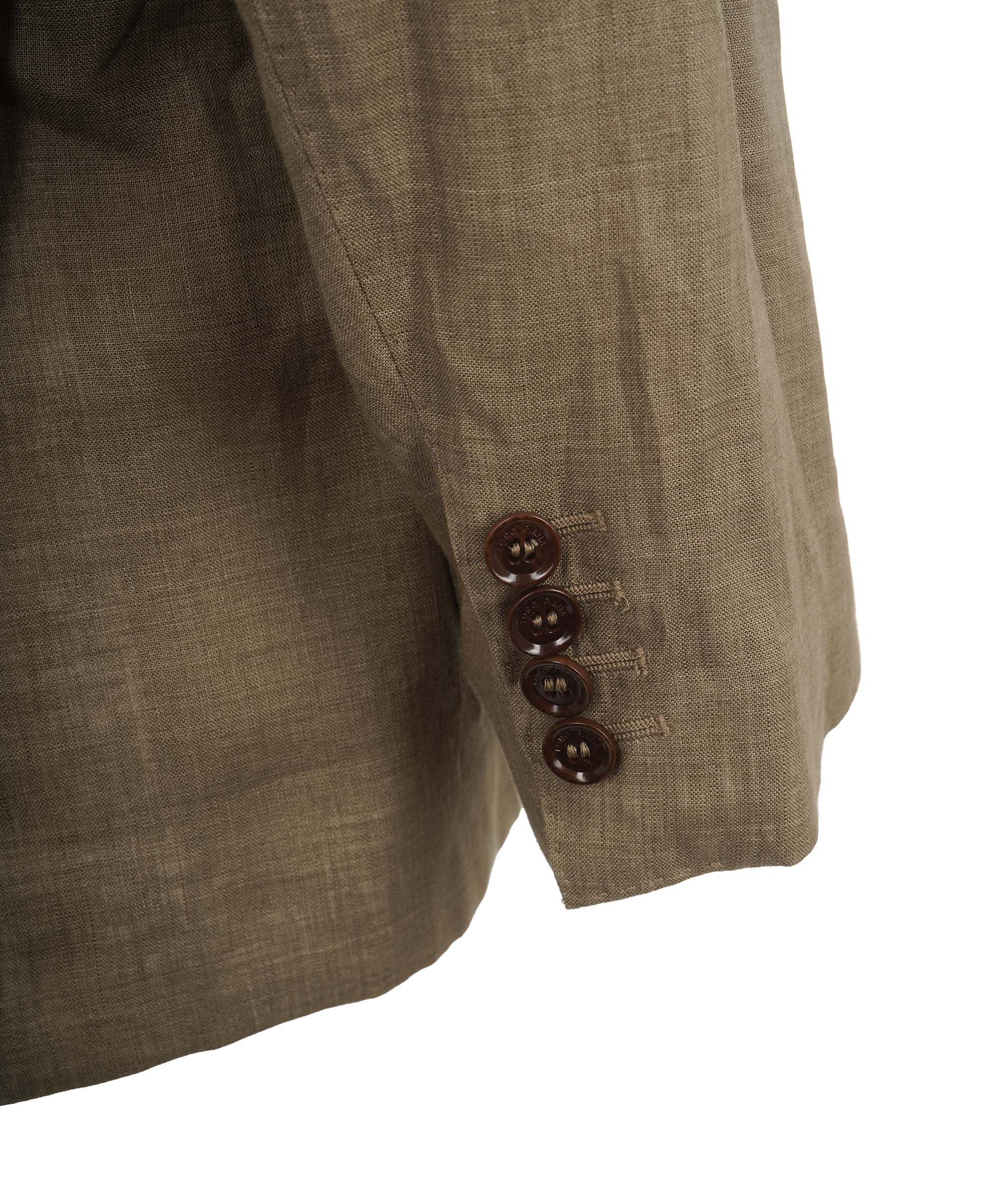 Loro Piana Loro Piana Khaki Green Linen Blazer Size 50 AGC2168