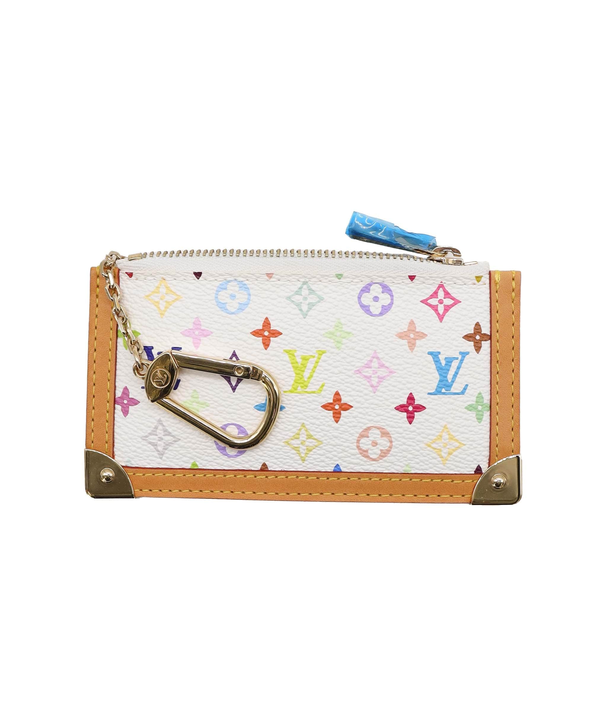 LOUIS VUITTON LOUIS VUITTON Monogram Multicolor Pochette Cles Purse White M92655 Auth 48836A