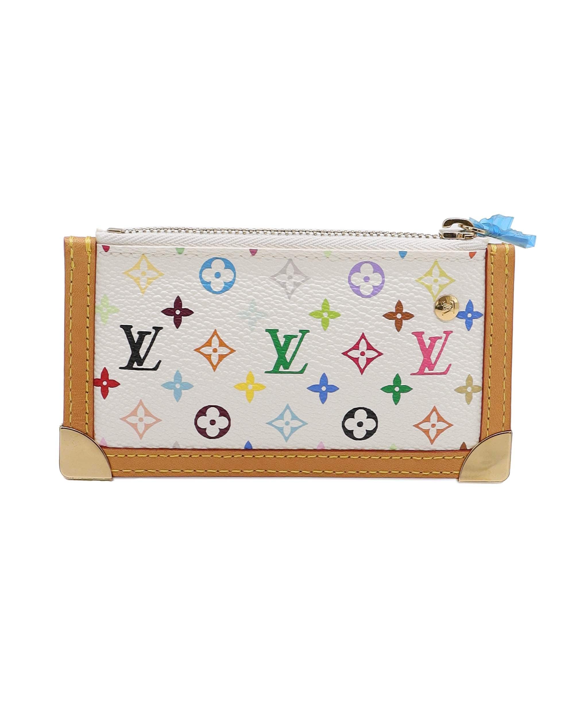LOUIS VUITTON LOUIS VUITTON Monogram Multicolor Pochette Cles Purse White M92655 Auth 48836A