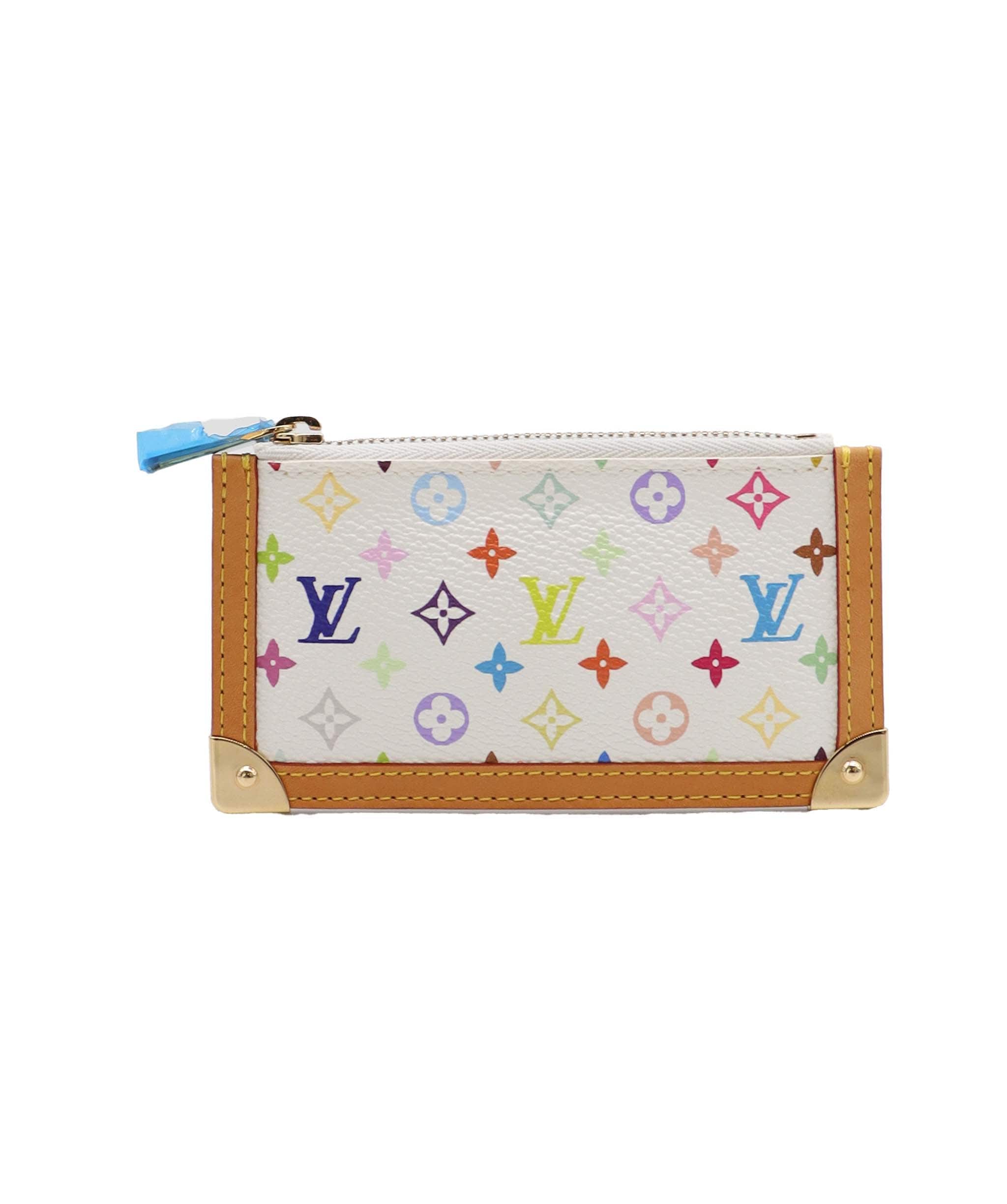 LOUIS VUITTON LOUIS VUITTON Monogram Multicolor Pochette Cles Purse White M92655 Auth 48836A
