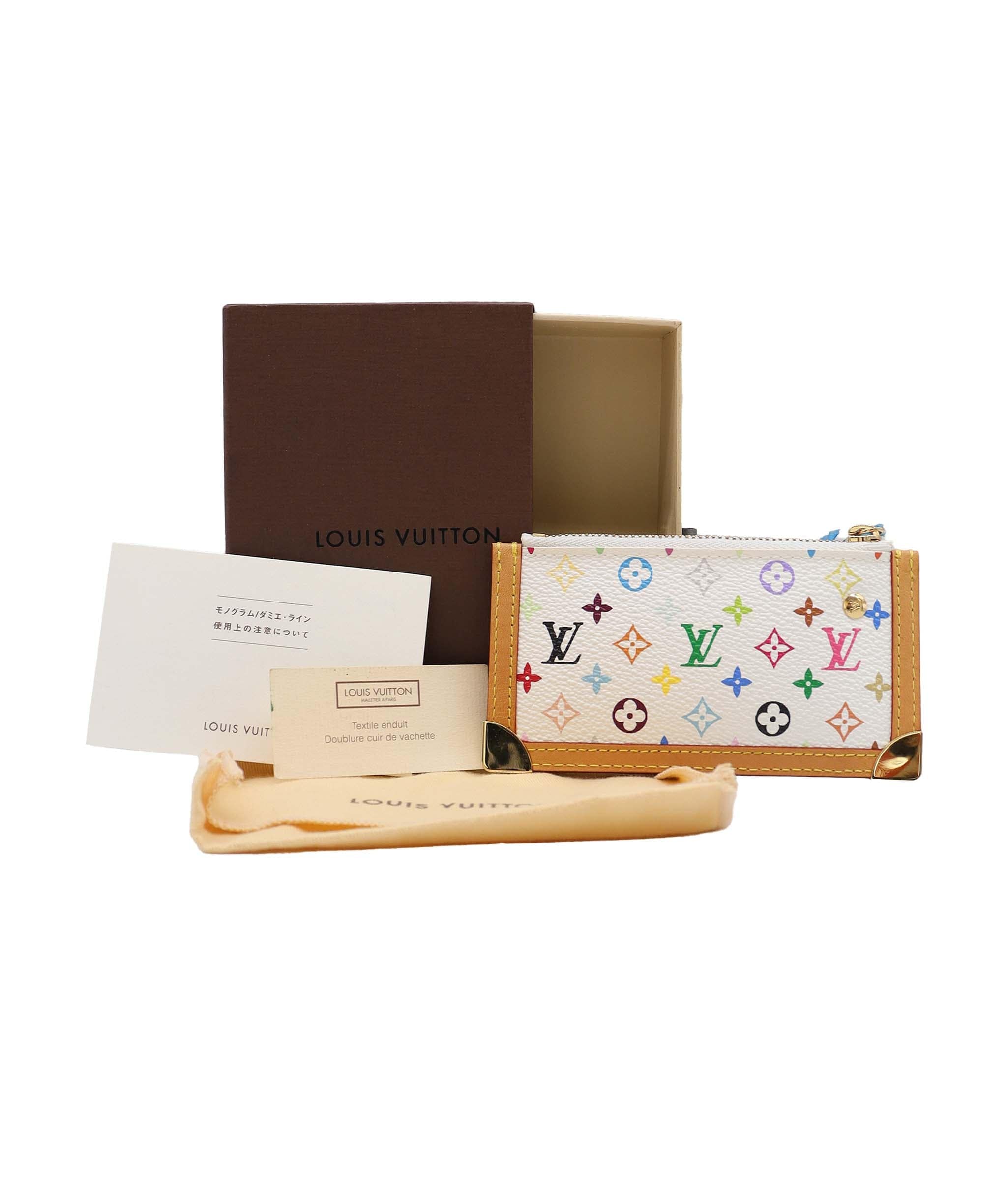 LOUIS VUITTON LOUIS VUITTON Monogram Multicolor Pochette Cles Purse White M92655 Auth 48836A