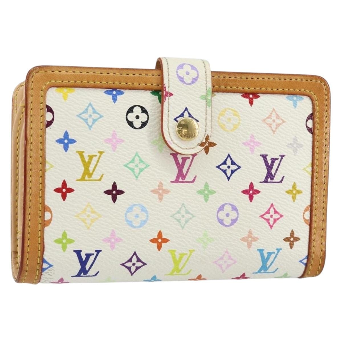 Louis Vuitton LOUIS VUITTON Multicolor Portefeuille Viennois Wallet White M92987 Auth 152793 152793