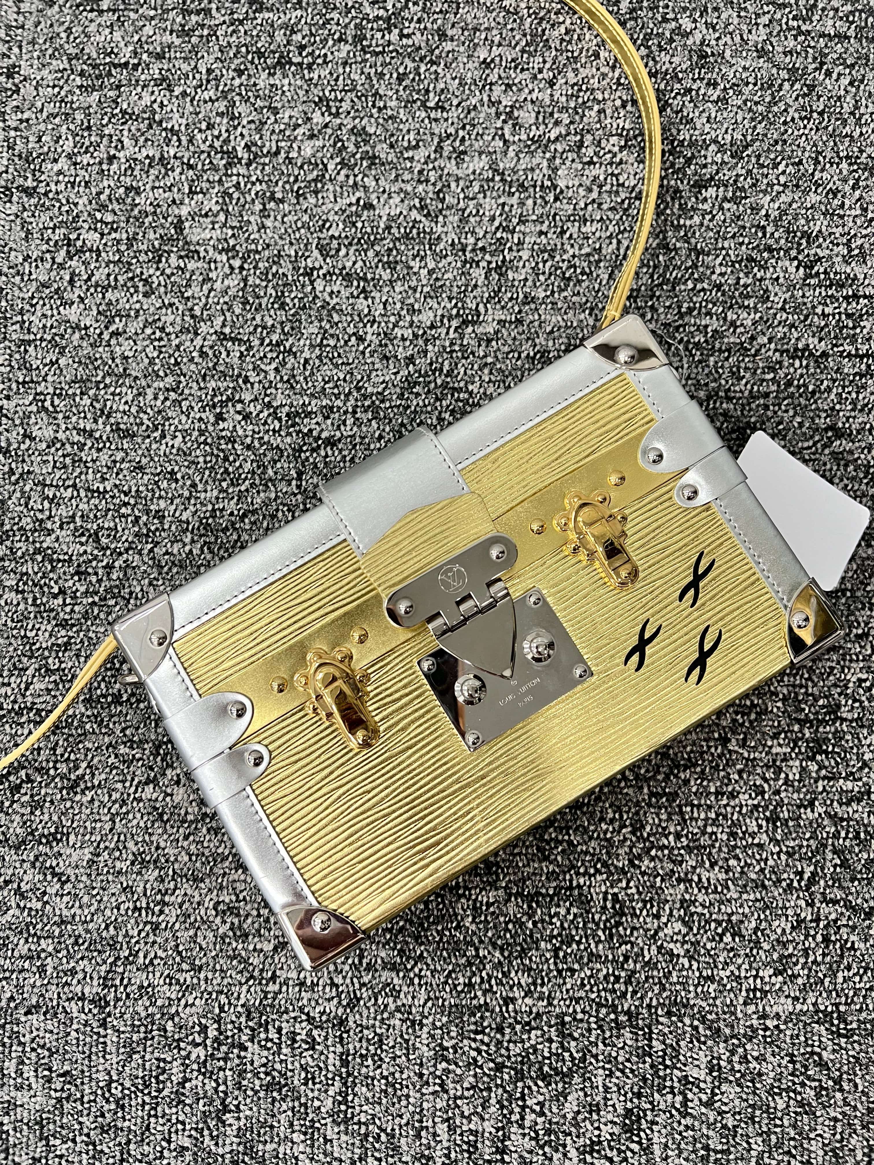 LOUIS VUITTON LOUIS VUITTON Petite Malle M54652 Leather×Metal Gold×Silver B020228HBC