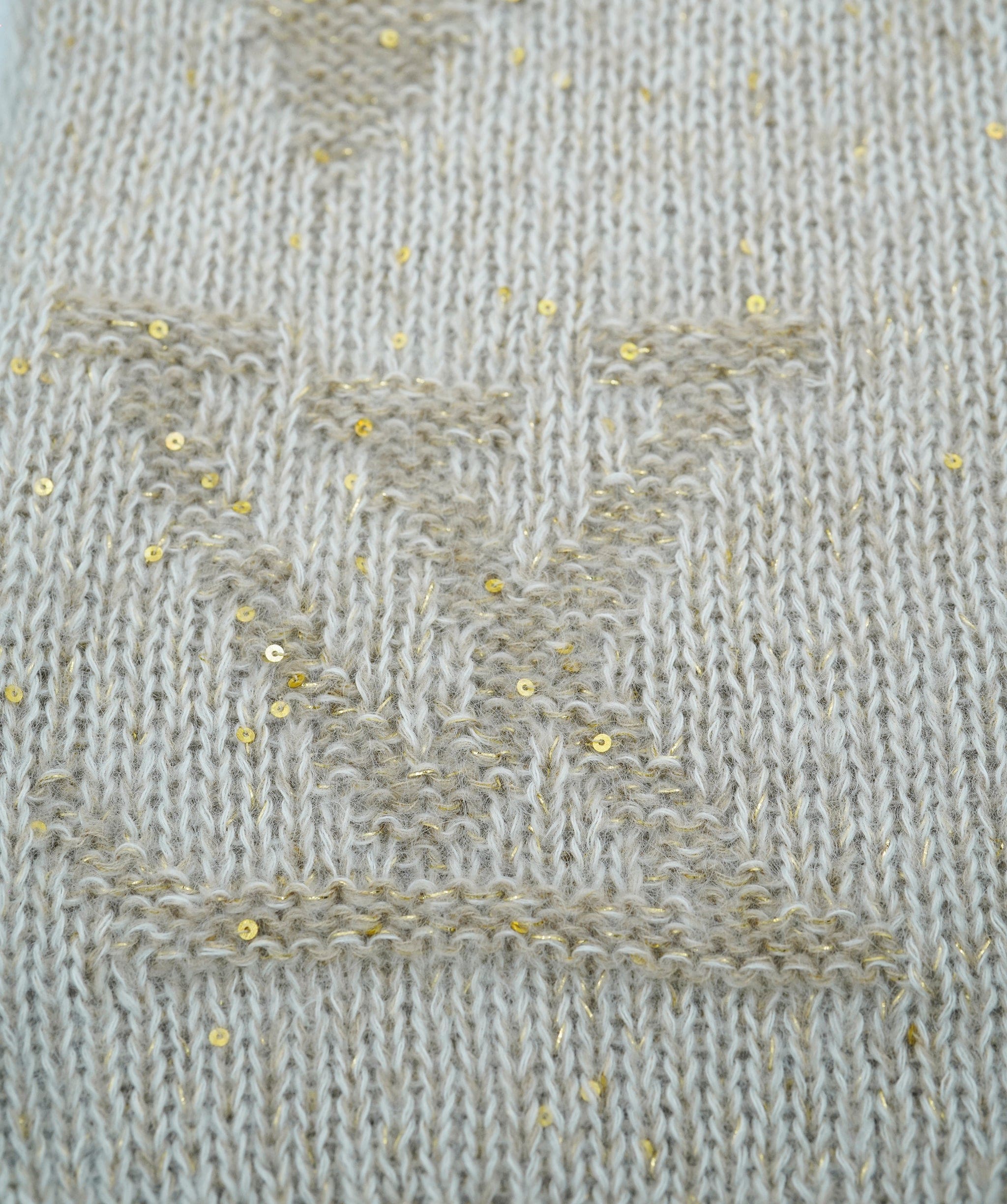 Louis Vuitton LV Monogram Scarf Beige Gold Sequins DBXS2418