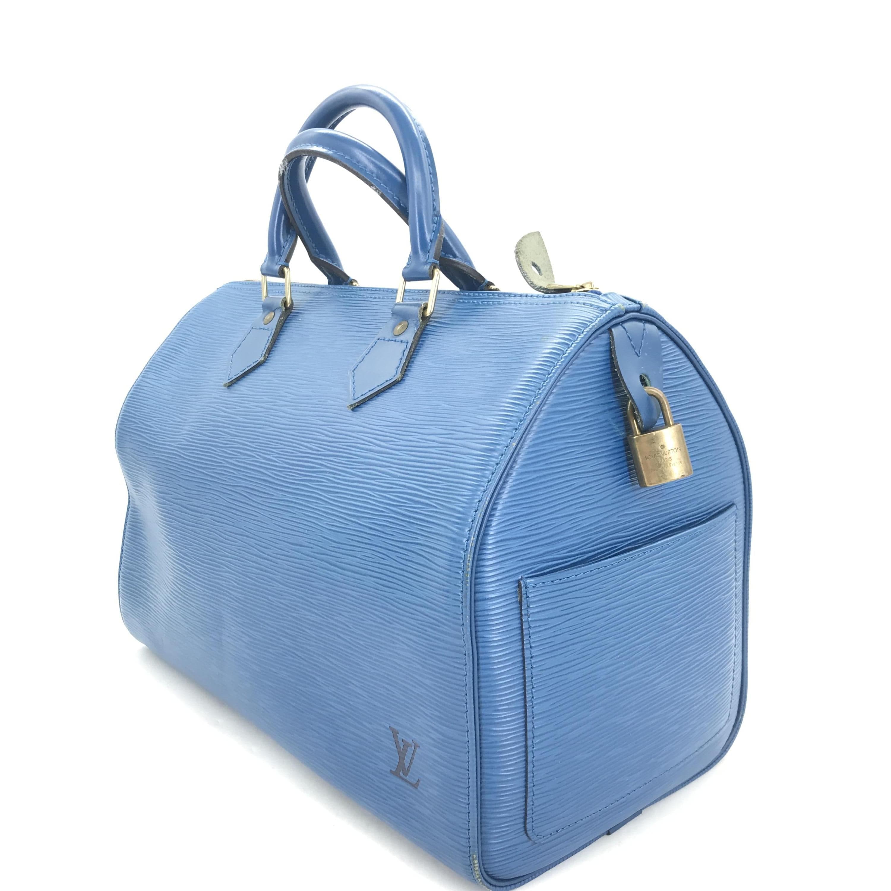 Louis Vuitton Gifted Louis Vuitton Epi Leather Speedy 30 Handbag in Blue ALC3198