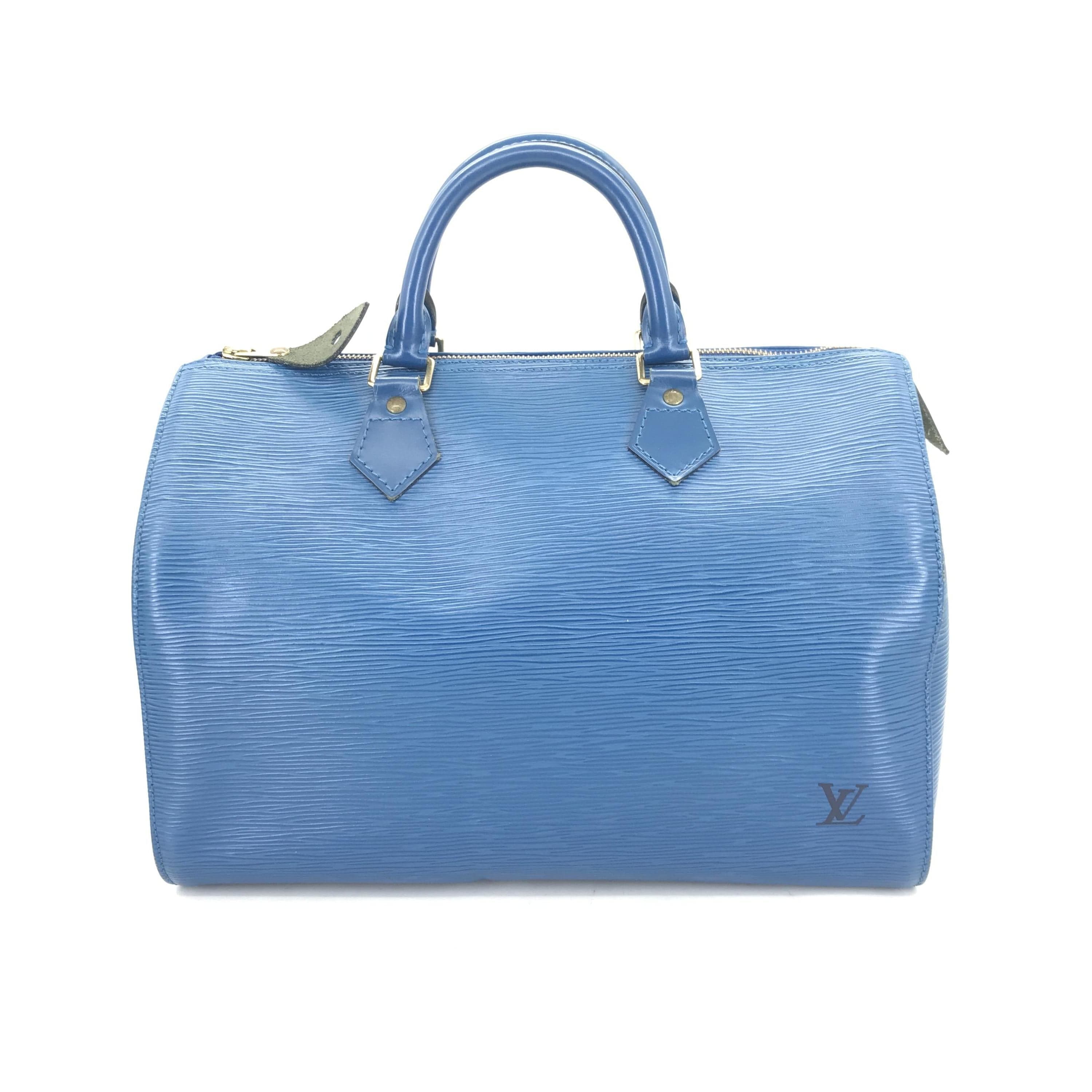 Louis Vuitton Gifted Louis Vuitton Epi Leather Speedy 30 Handbag in Blue ALC3198