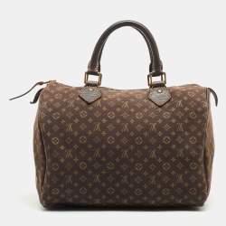 Louis Vuitton Fusain Monogram Mini Lin Canvas Speedy 30 Bag Louis Vuitton