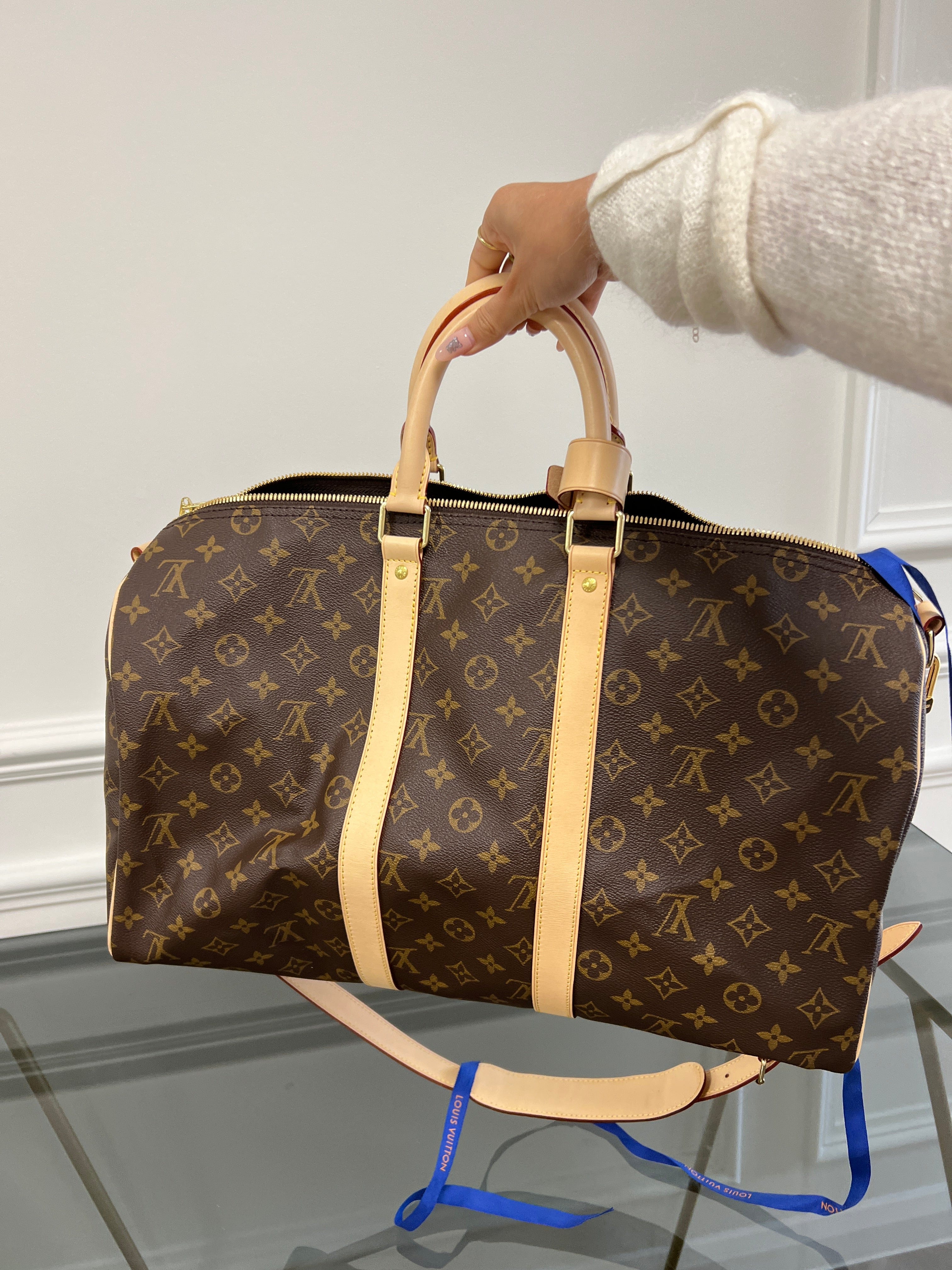 LOUIS VUITTON Monogram Canvas Keepall 50 Bandouliere Travel Bag