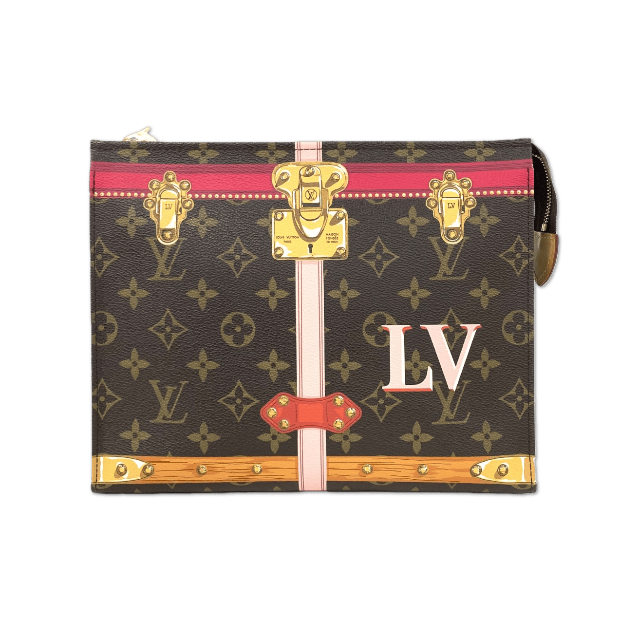 Louis Vuitton Louis Vuitton Monogram Trunk Print Toiletry Pouch with Gold Hardware T25180505687