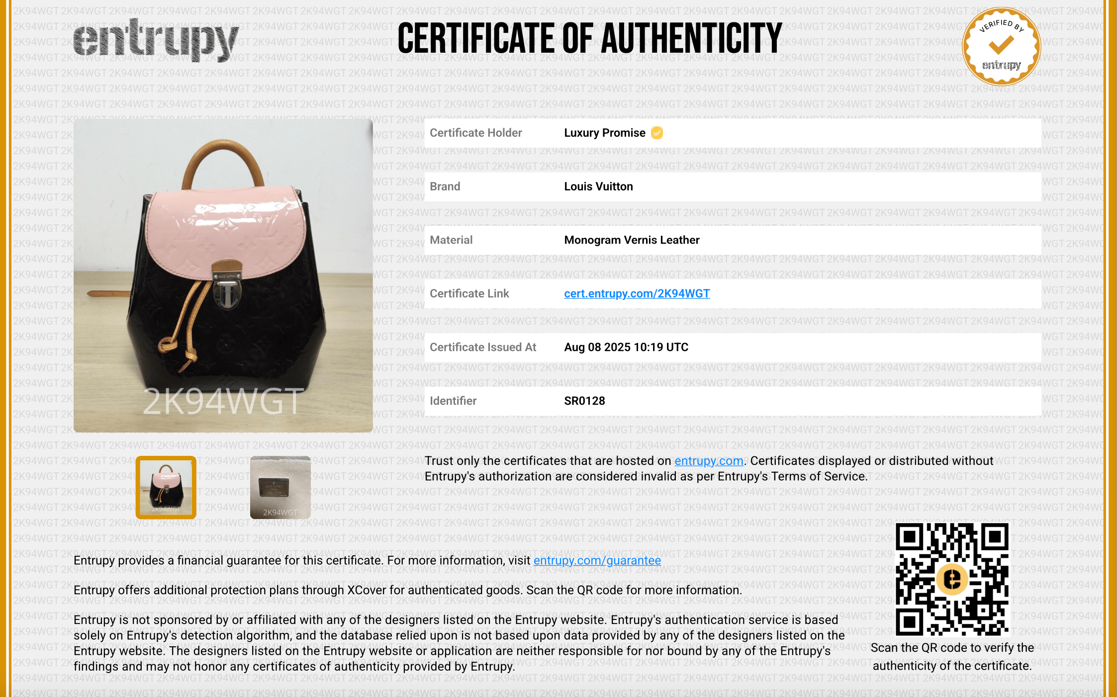 Louis Vuitton Louis Vuitton Vernis Two-Tone Backpack REC1732