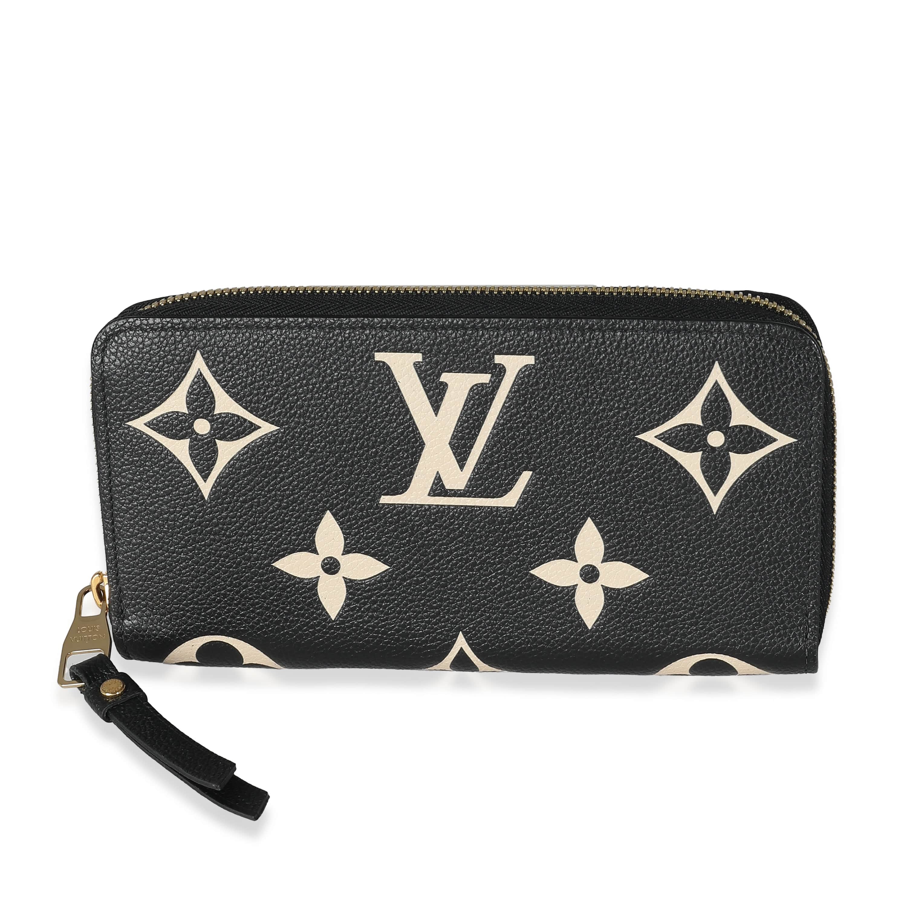 Louis Vuitton LV Beige Black Monogram Giant Empreinte Zippy Wallet