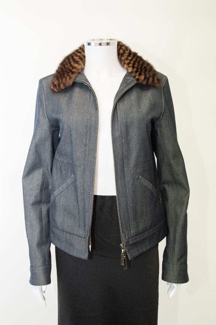 Louis Vuitton Louis Vuitton Mink Collar Denim Jacket Denim IT38