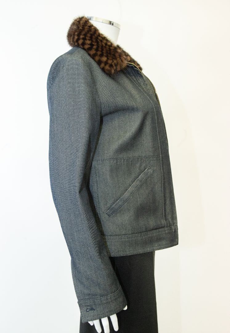 Louis Vuitton Louis Vuitton Mink Collar Denim Jacket Denim IT38