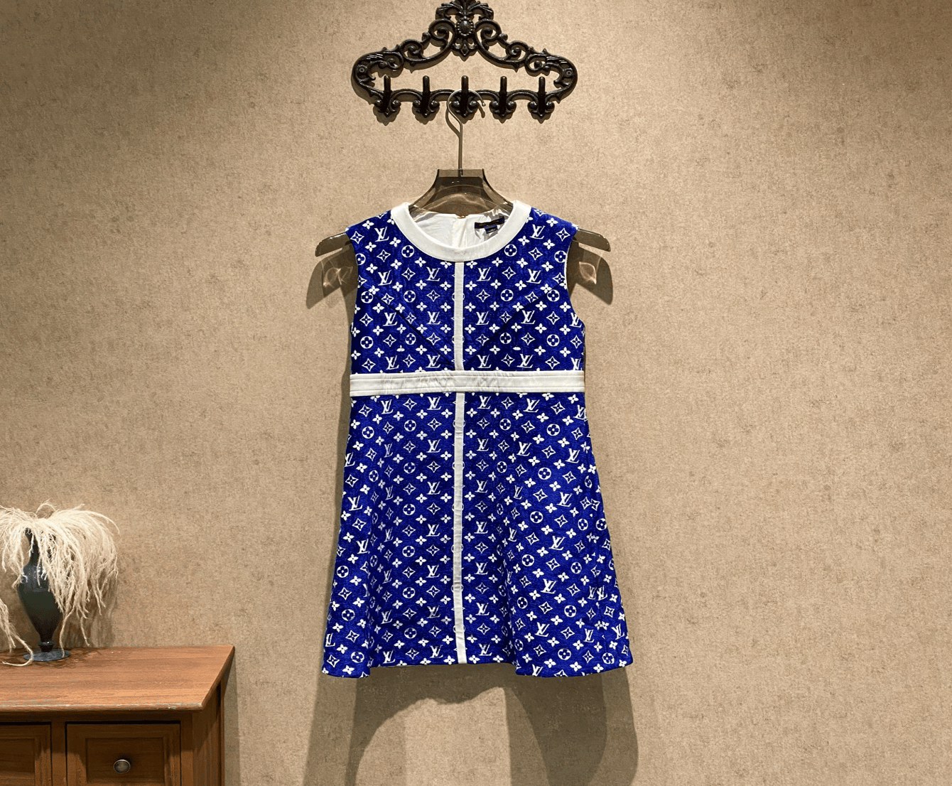 Louis Vuitton Louis Vuitton blue monogram all-over flocked dress / Size 38 / 99% new / 41600 SGC41600