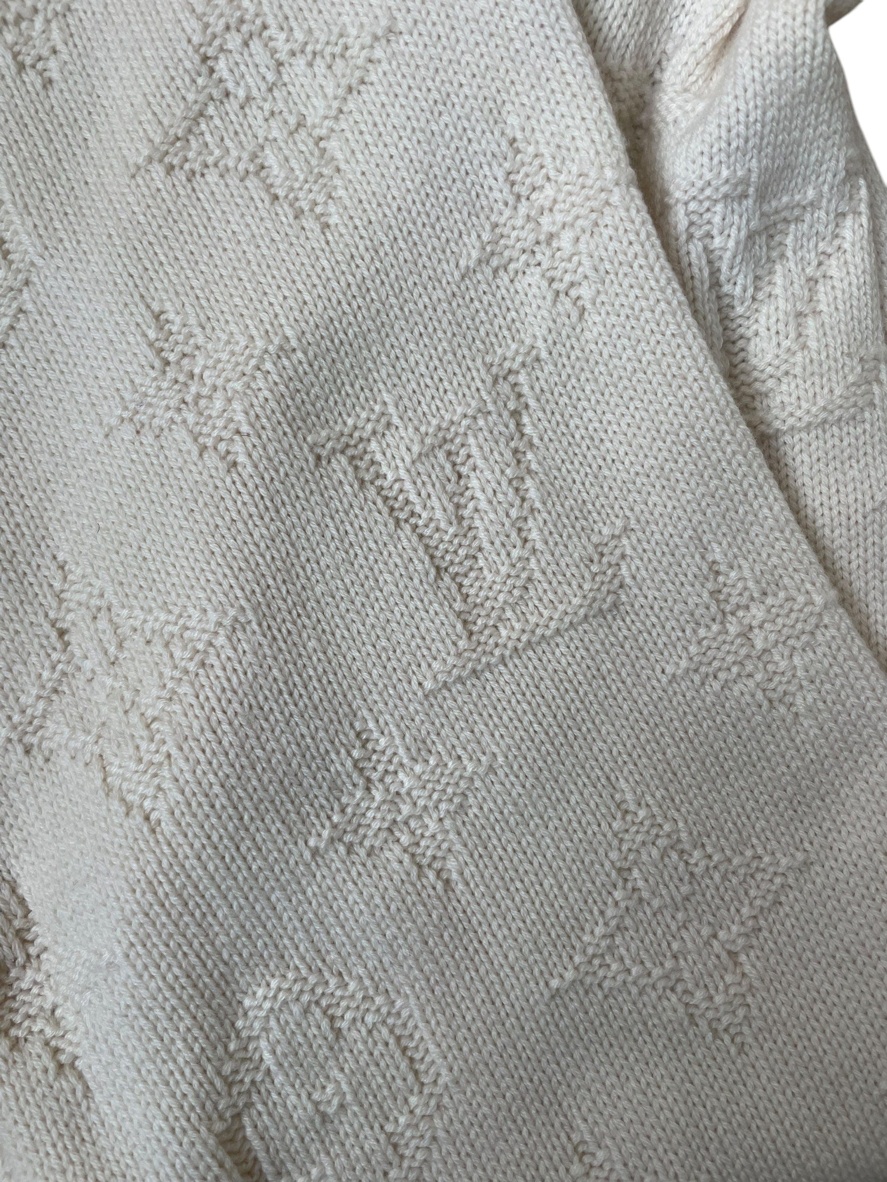 Louis Vuitton Louis Vuitton Monogram Knit Scarf with Rabbit Fur Poms White DXBK0149