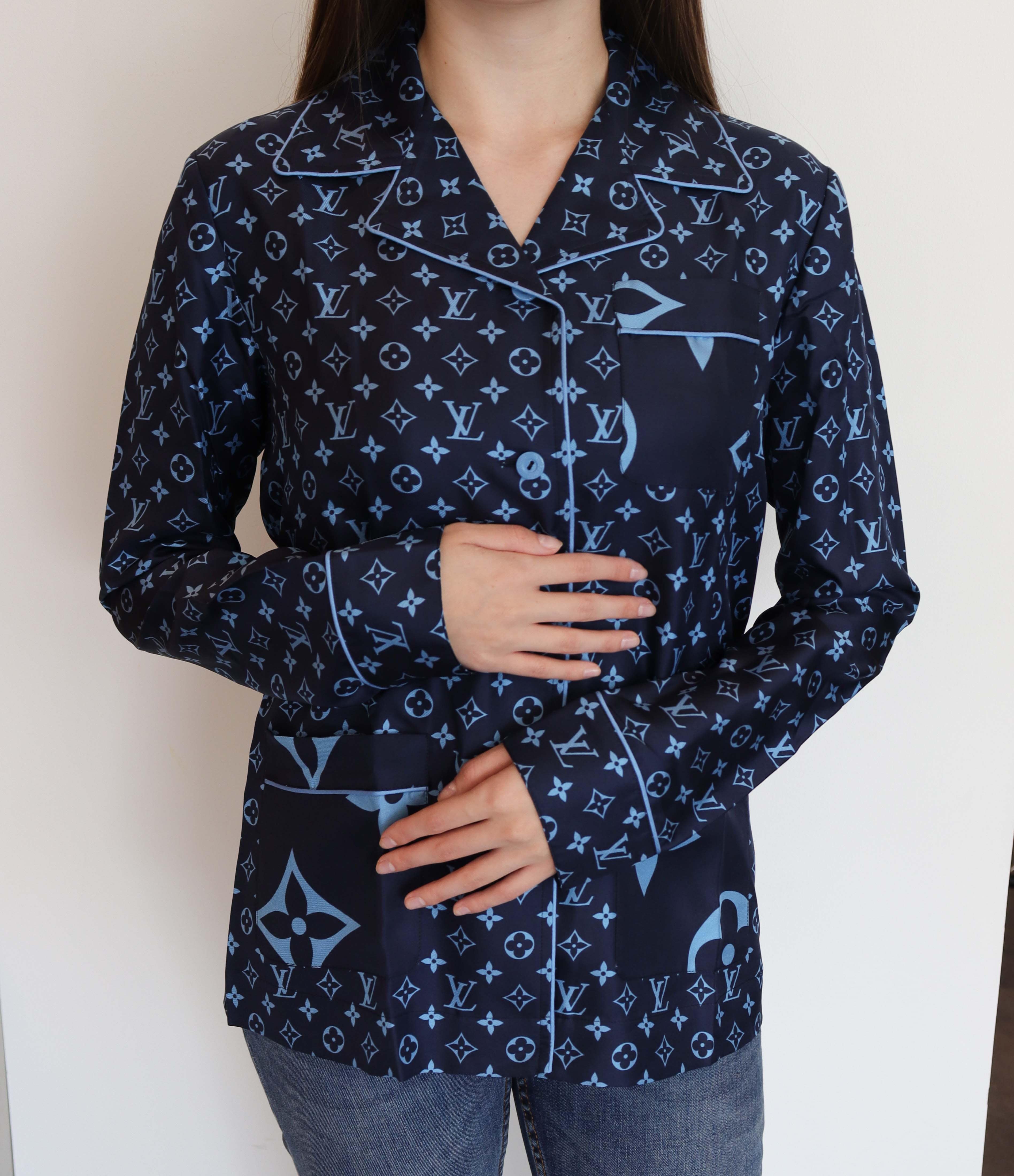 Louis Vuitton Louis Vuitton Silk Top 3-Pockets Blue Monogram Size 34 SKC1897