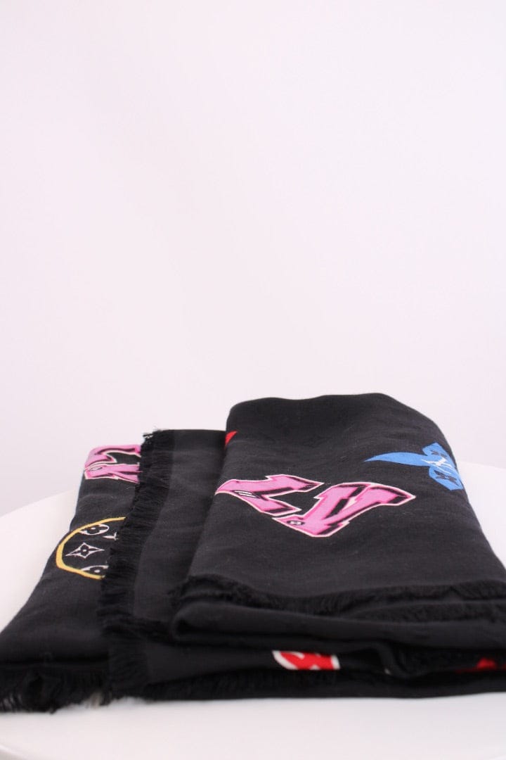 Louis Vuitton Louis Vuitton Monogram Stories Shawl Scarf Black