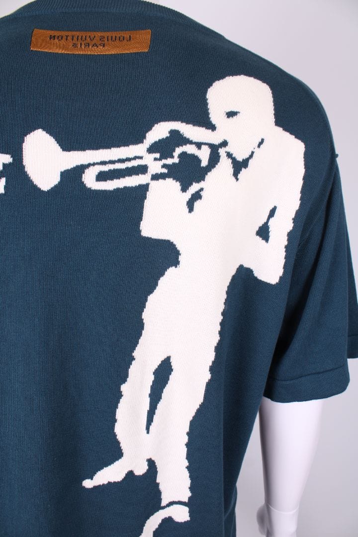 Louis Vuitton Louis Vuitton Jazz Trumpeter Knit T-Shirt Teal/white L