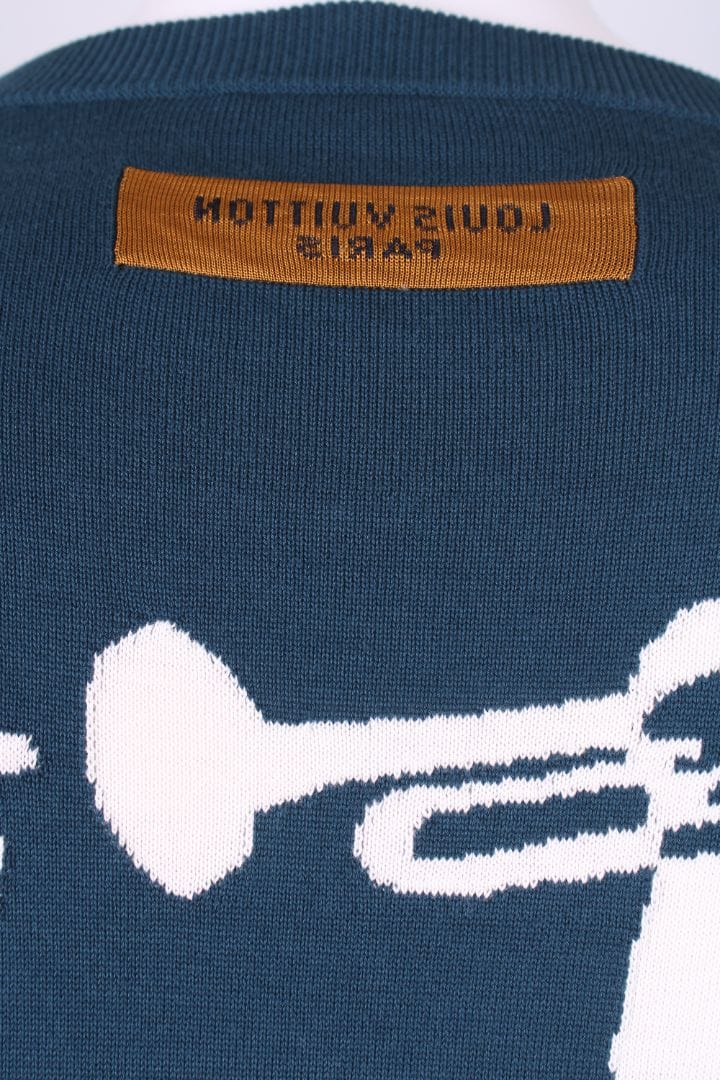Louis Vuitton Louis Vuitton Jazz Trumpeter Knit T-Shirt Teal/white L