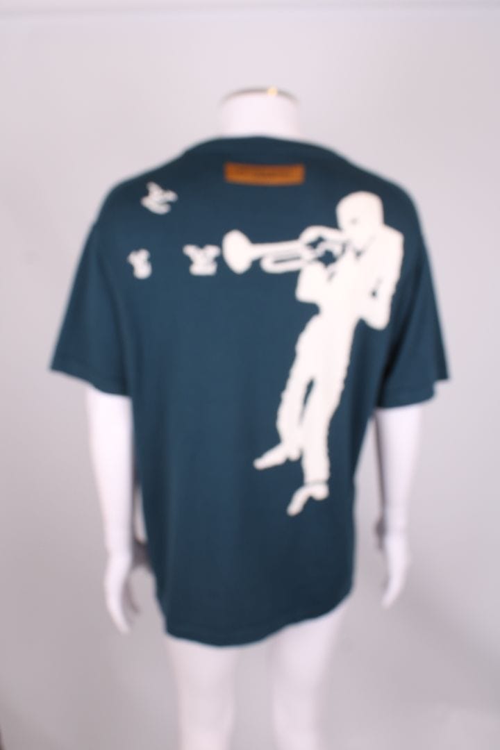 Louis Vuitton Louis Vuitton Jazz Trumpeter Knit T-Shirt Teal/white L