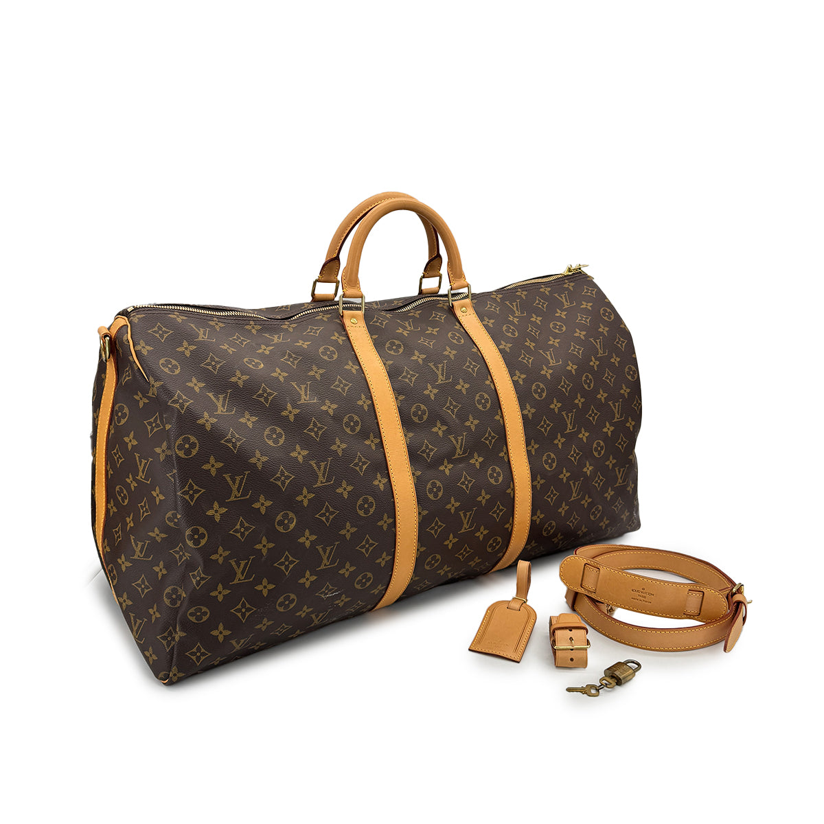LOUIS VUITTON MONOGRAM KEEPALL BANDOULIERE 60 LUGGAGE BROWN M41412 90313528