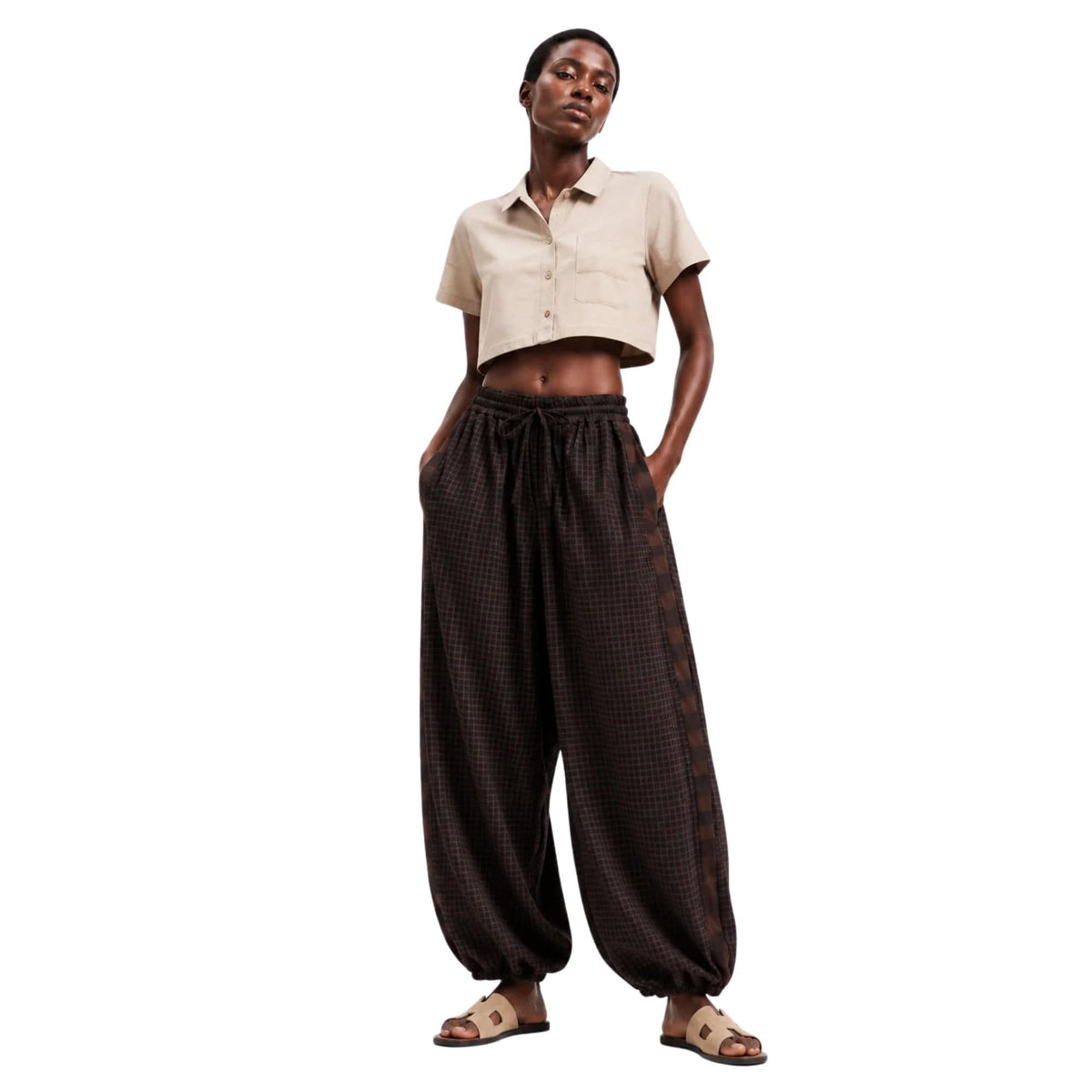 LU FASHION TWO TONE CHECKED CARGO TROUSERS بنطلون“TORINO”