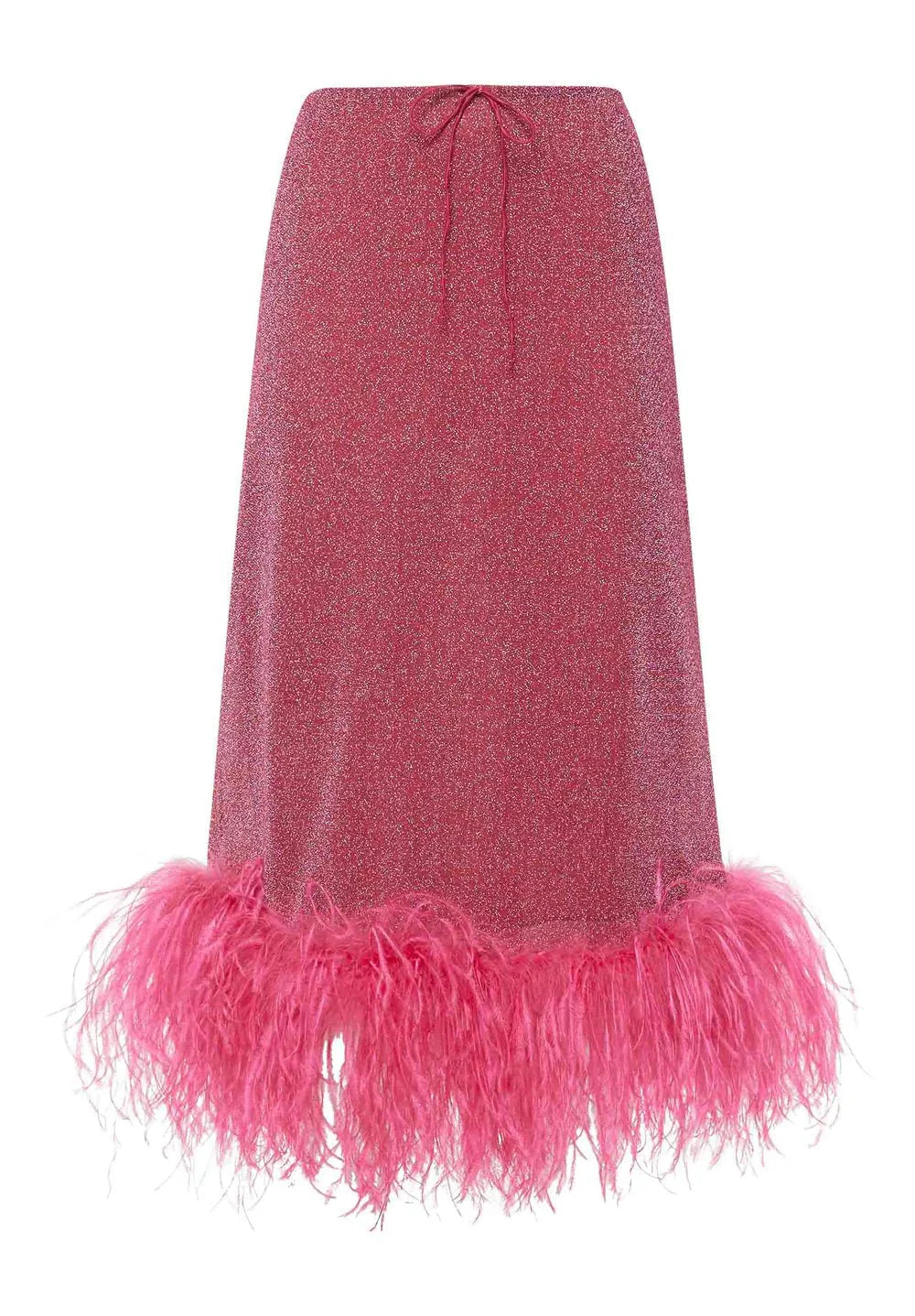 LUMIERE PLUMAGE MIDI SKIRT RASPBERRY | تنورة نسائية - Maison Clad