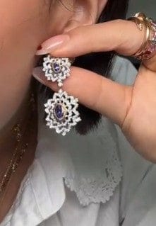 Luxury Promise 18K YG WG TANZANITE 2/23 DIA 1/21 13.0G EARRINGS 48057