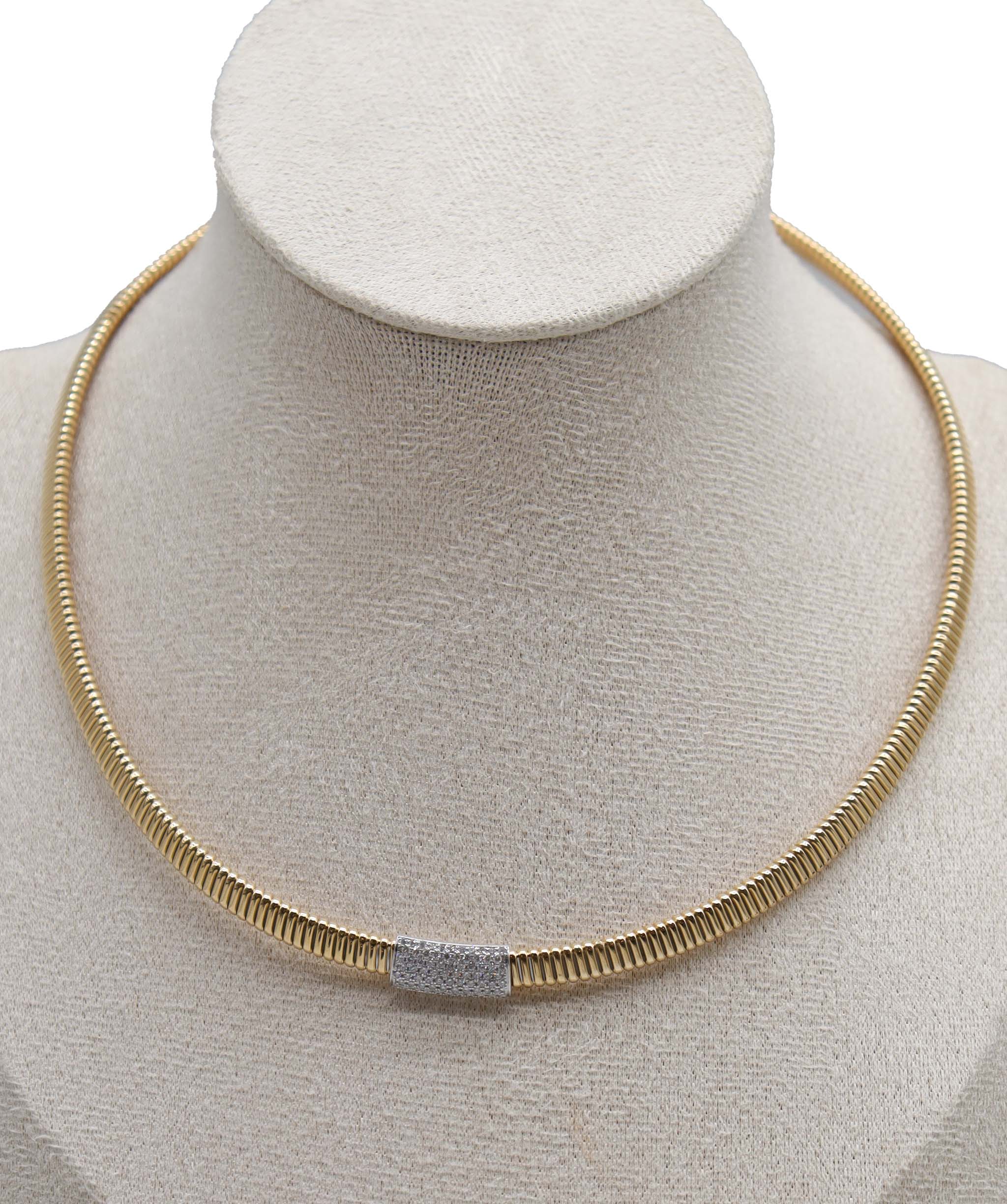 Luxury Promise 18k YG 14.18g 0.42ct Diamond Tubogas Necklace AFI095