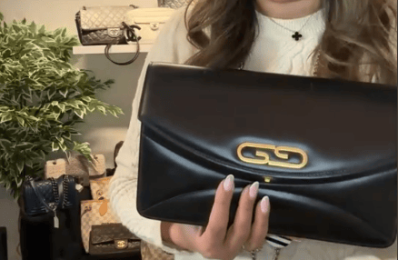 LUXURY PROMISE AKC0597 GUCCI Shoulder Bag Leather Black Gold 161686
