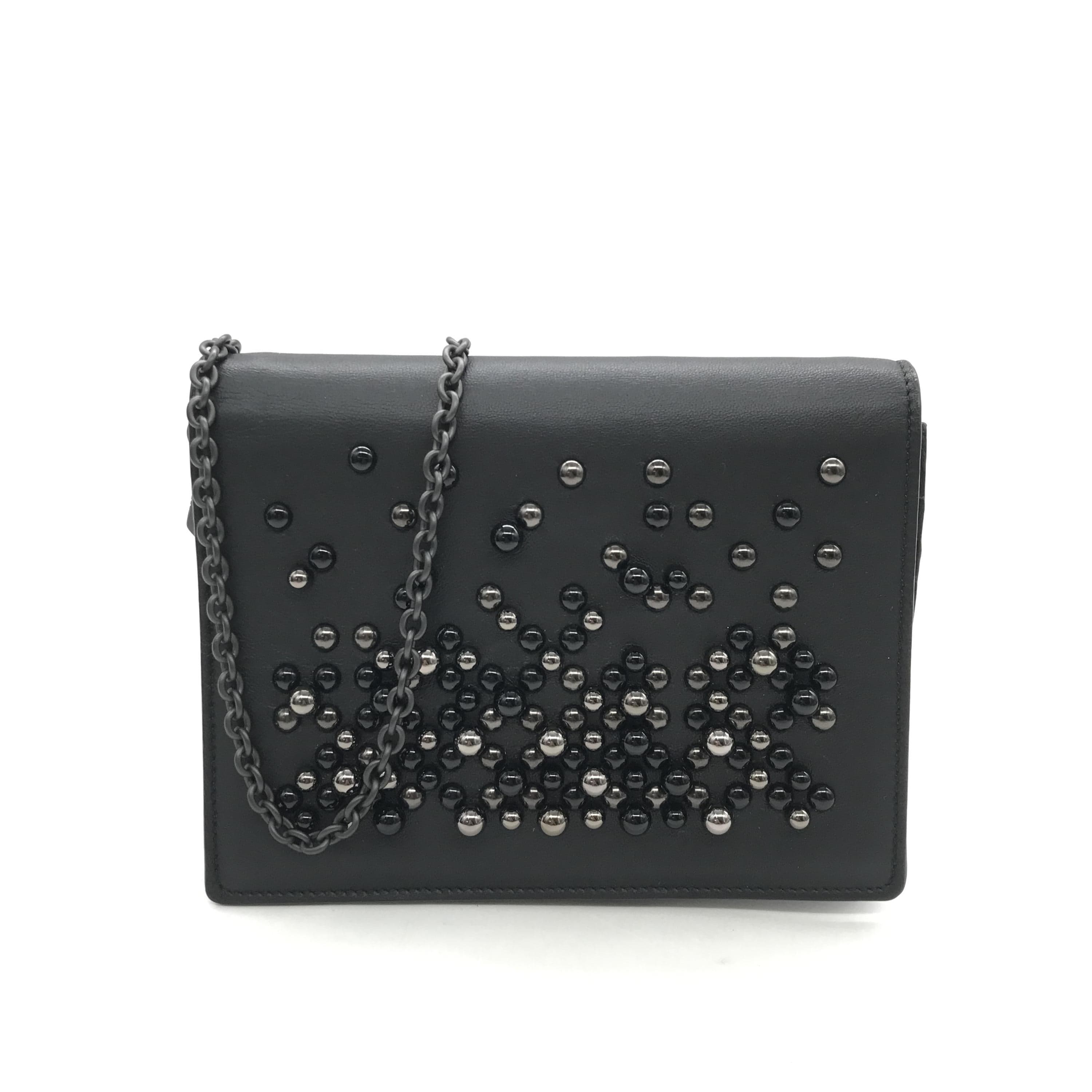 Luxury Promise Black Leather Wallet On Chain C329787