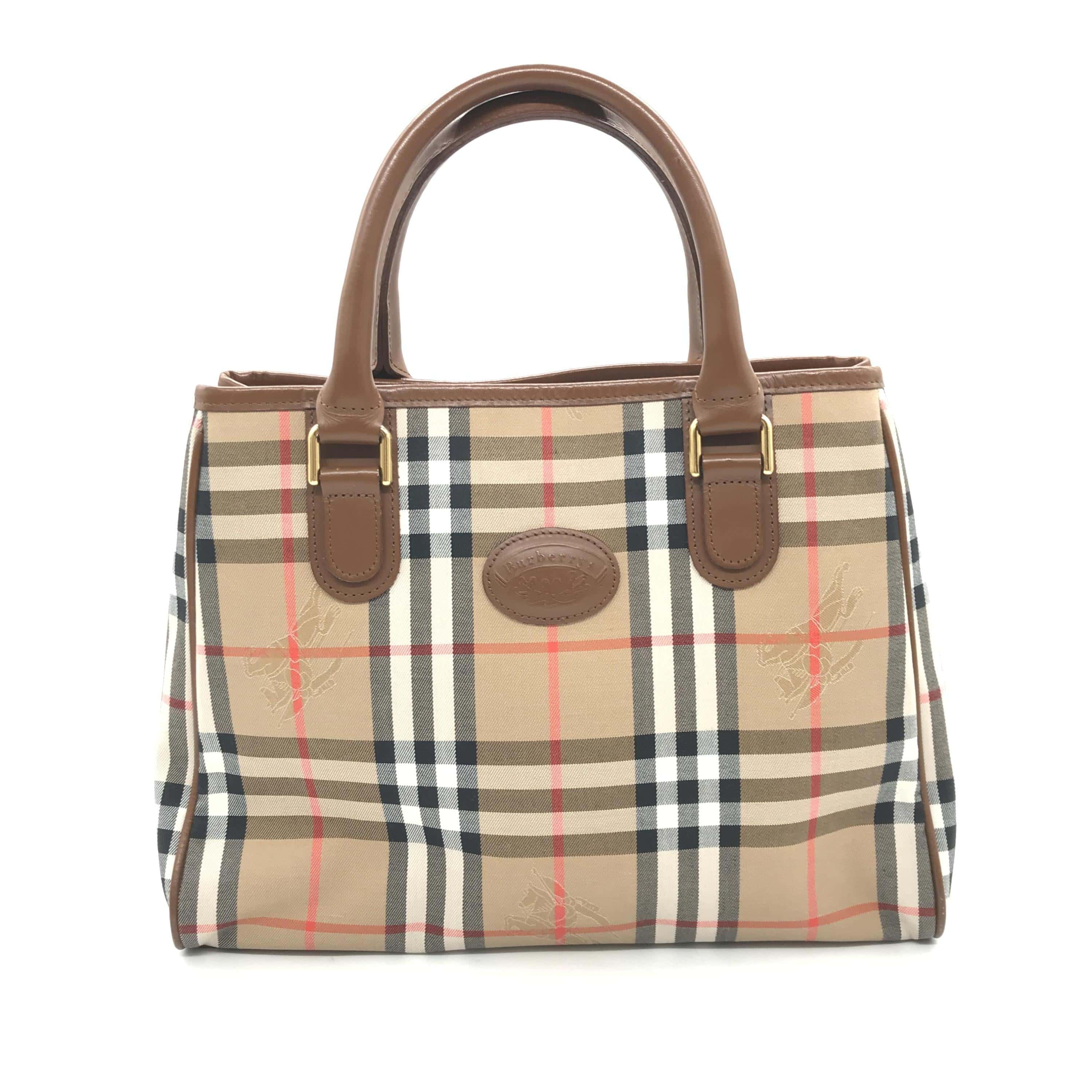 Luxury Promise Burberry Check Patterned Top Handle Handbag C329721
