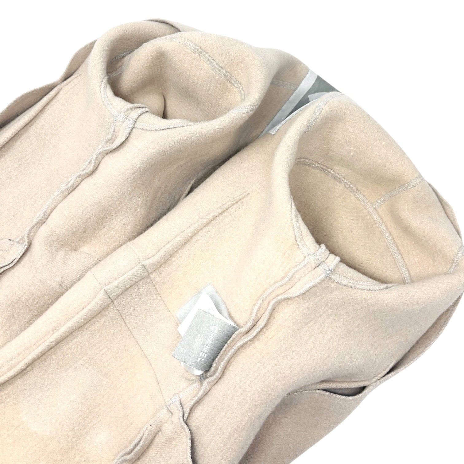 Luxury Promise CHANEL Sport Vintage CC Mark Logo Open Front Jacket Belt Beige Black Wool