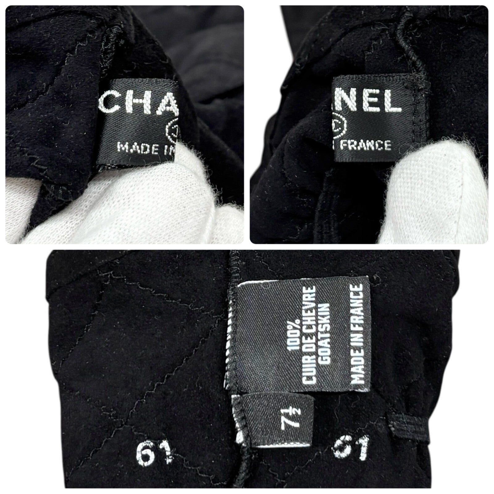 Luxury Promise CHANEL Vintage CC Mark Logo Matelasse Gloves #7.5 Accessory Black Suede Stitch