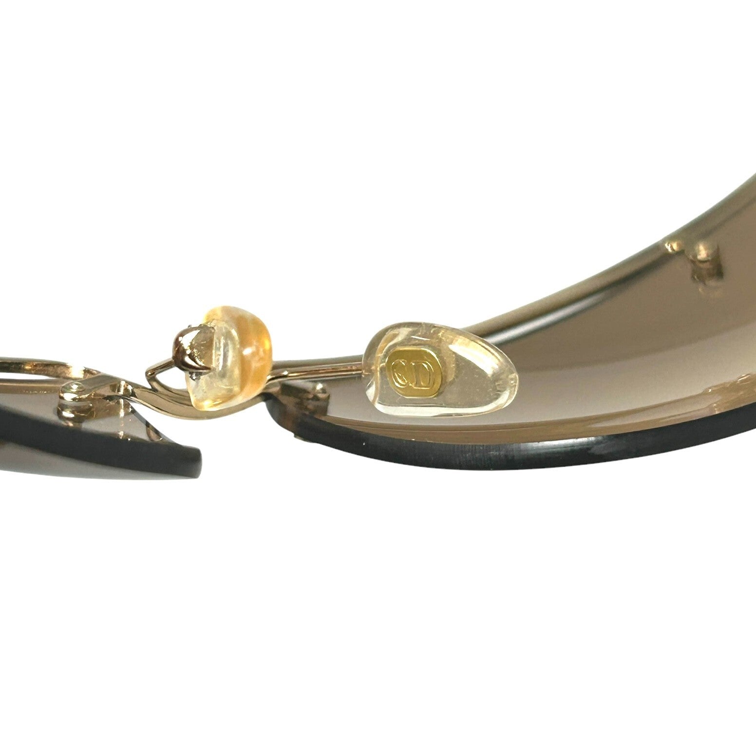 Luxury Promise Christian Dior Vintage Logo Sunglass Shades Brown Gold Plastic Star Rhinestone