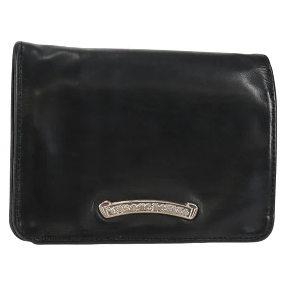 Luxury Promise Chrome Hearts Joey Compact Wallet Leather Black Auth 136314M 136314M
