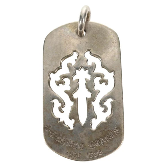 Luxury Promise Chrome Hearts Pendant Top Cutout Dagger Dog Tag Ag925 Silver Auth 141204M 141204M