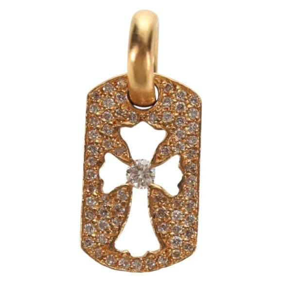 Luxury Promise Chrome Hearts Tiny Cutout Cross Charm 22K Gold Auth 152458SM 152458SM