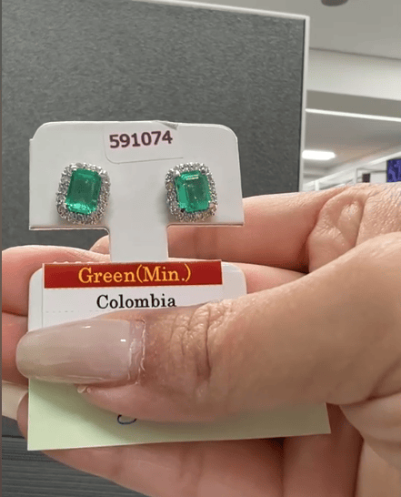 Luxury Promise Emerald Halo Earrings 2cts Colombian Min Heat SYC1235