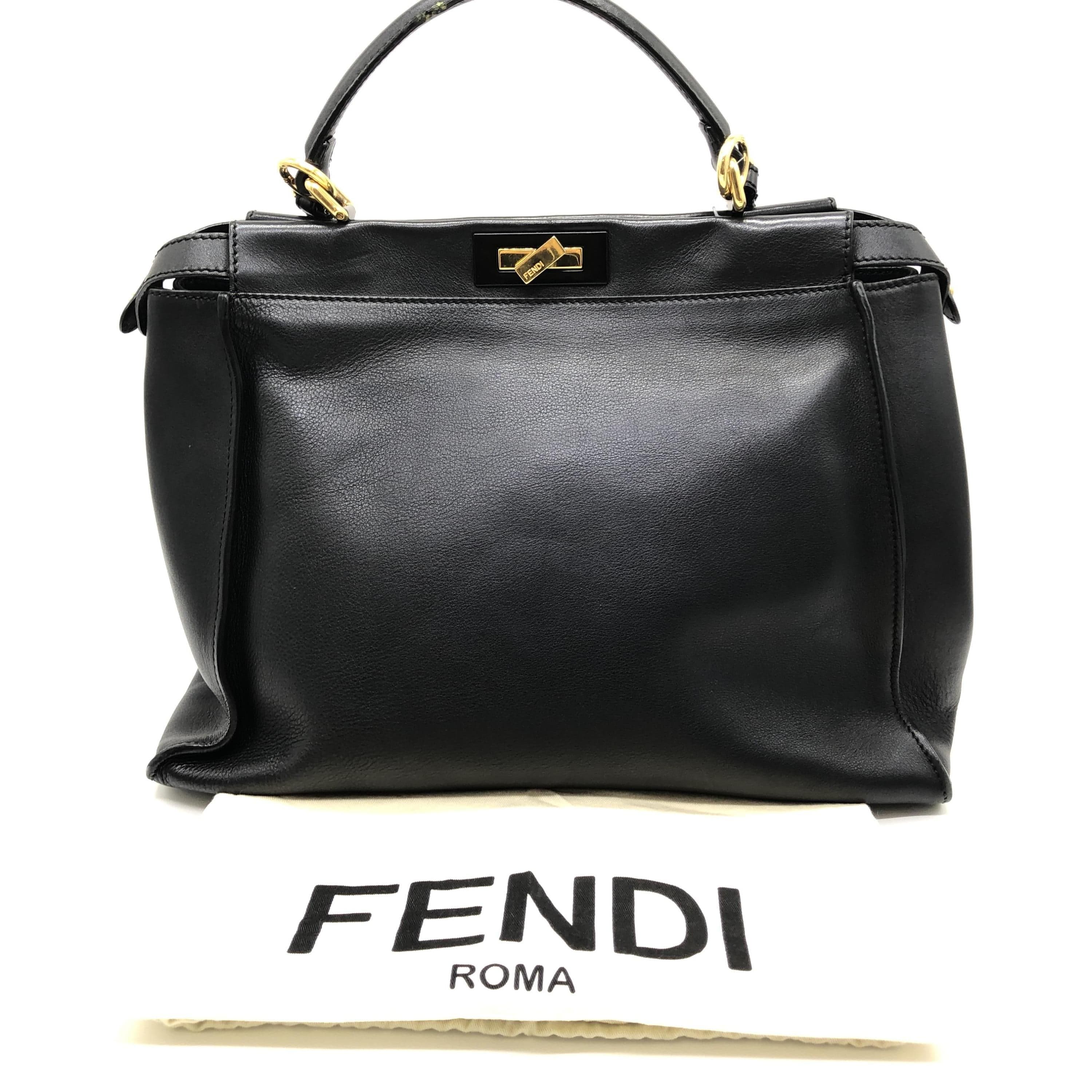 Luxury Promise Fendi Black Leather Handbag With Handle C331266