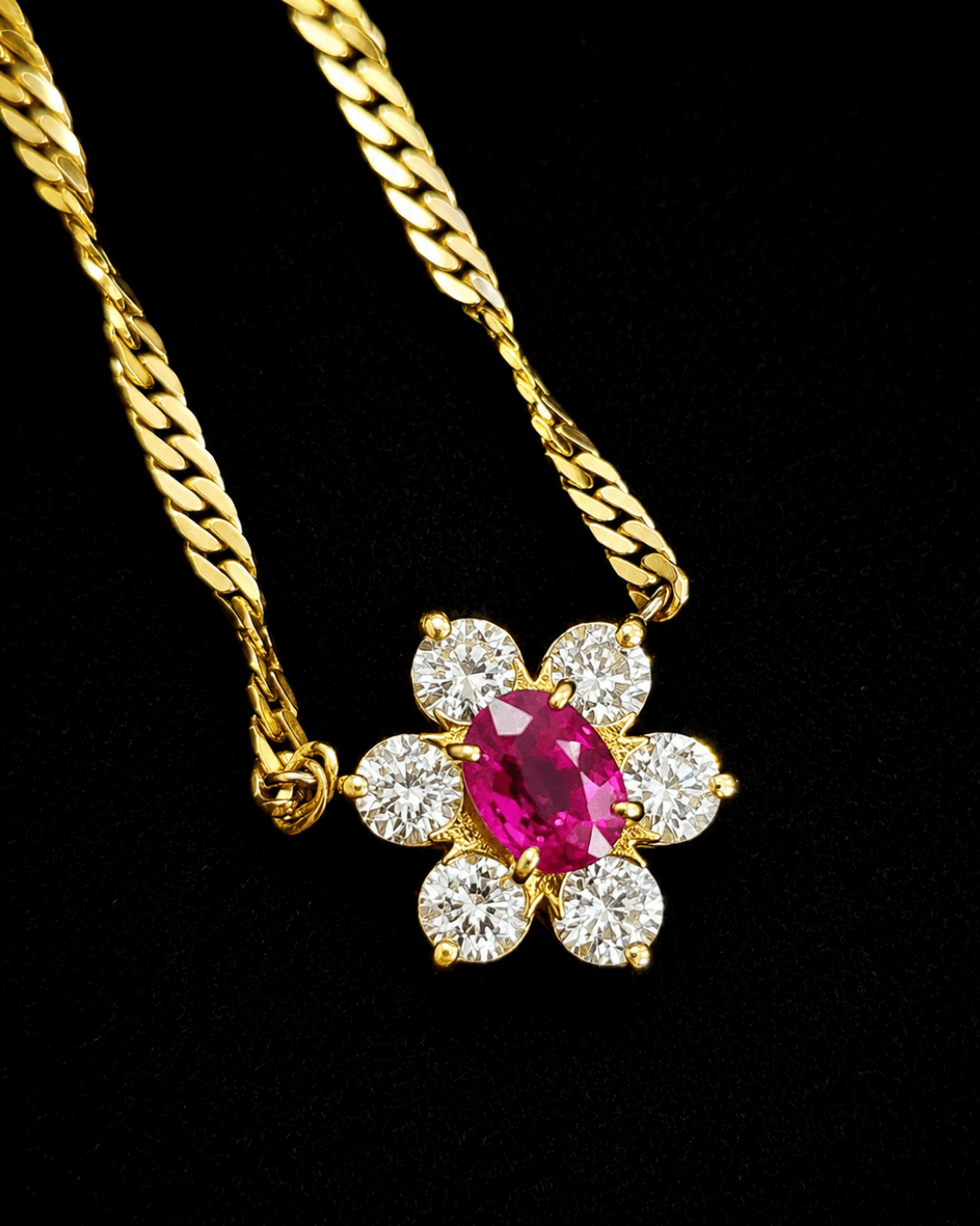 Luxury Promise Ruby Diamond Necklace in 18K / R0.56ct / D0.66ct 9283 JJC0743