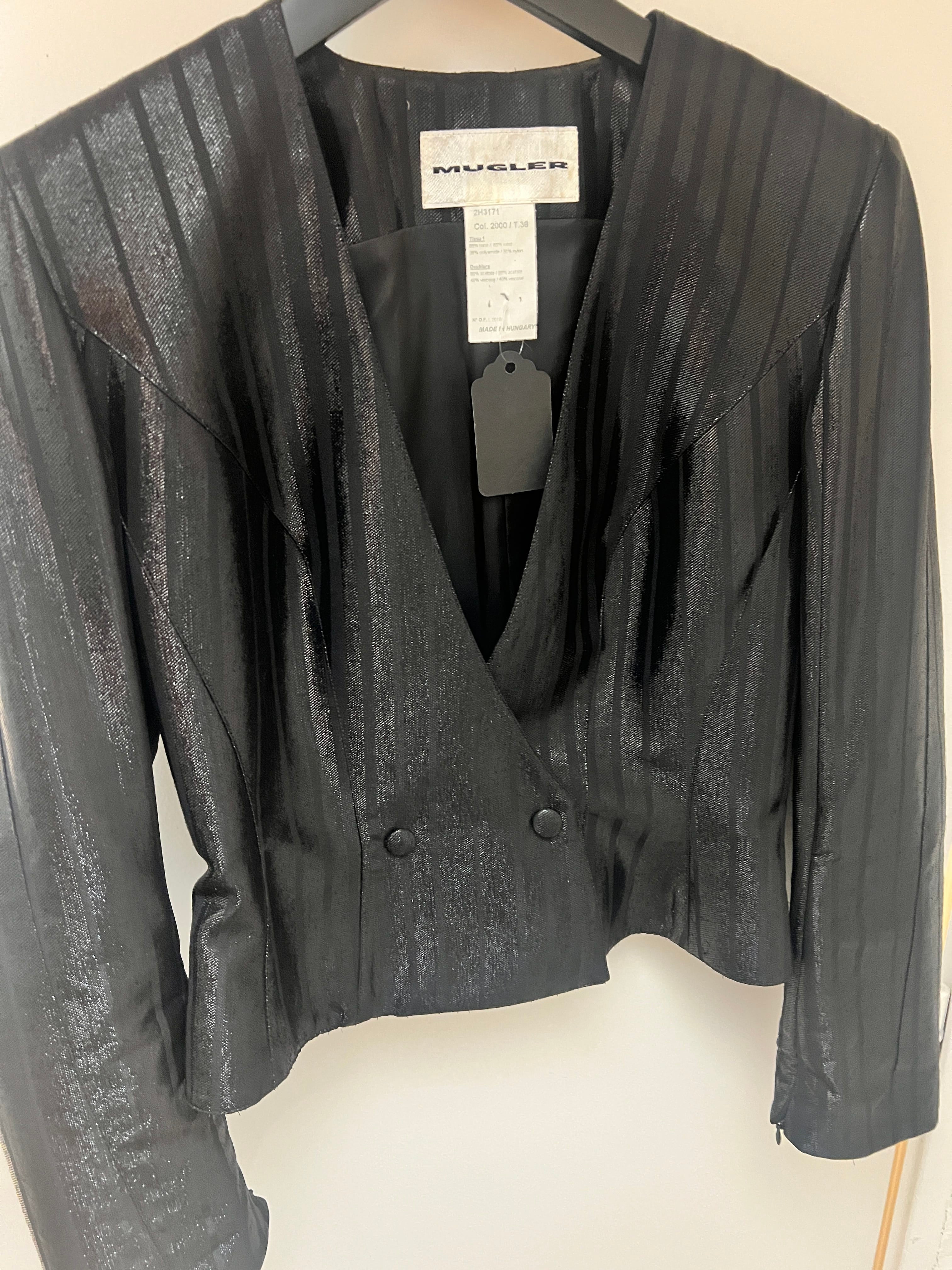 Luxury Promise Mugler Lurex Black jacket AKC1213