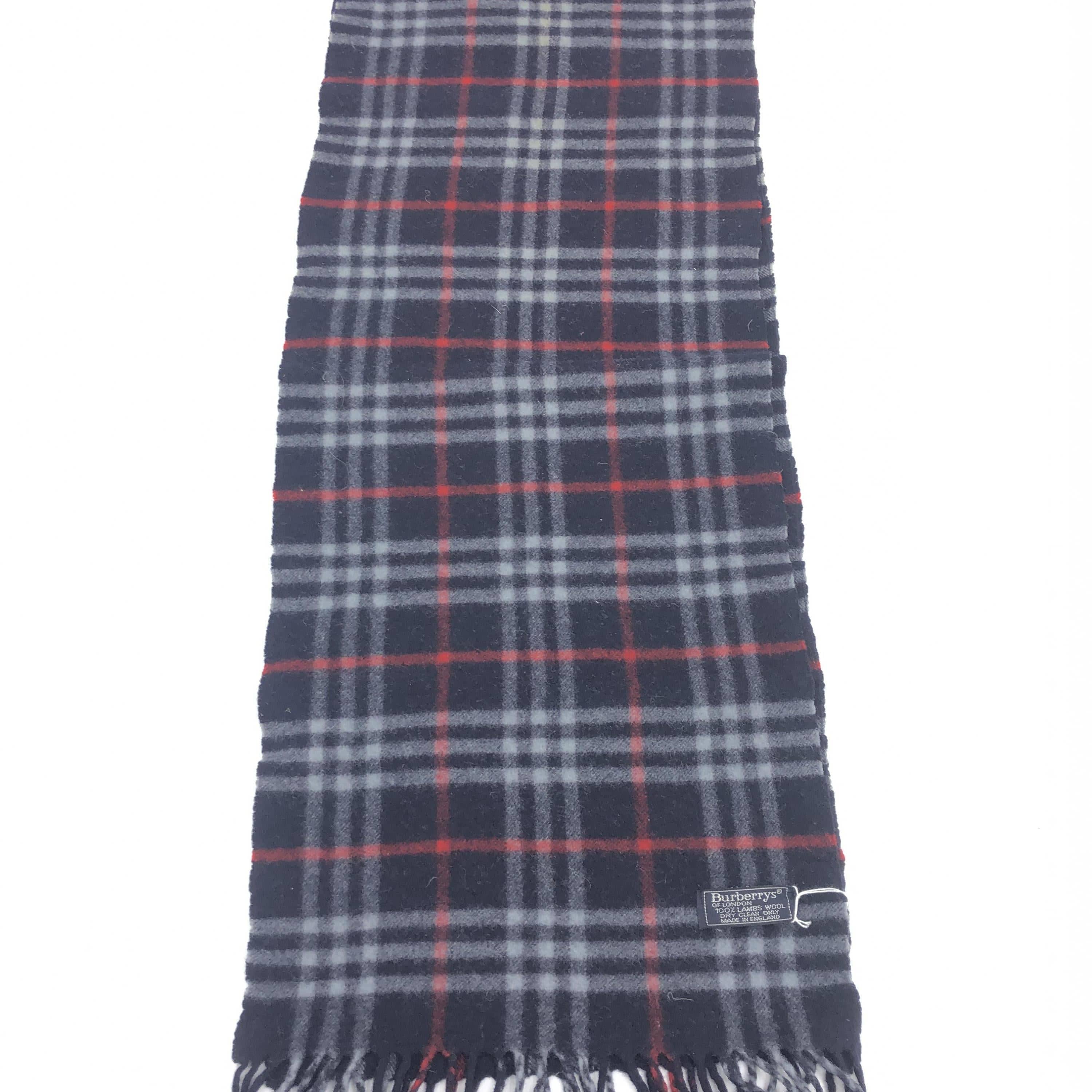 Luxury Promise Navy and red plaid wool scarf C246660