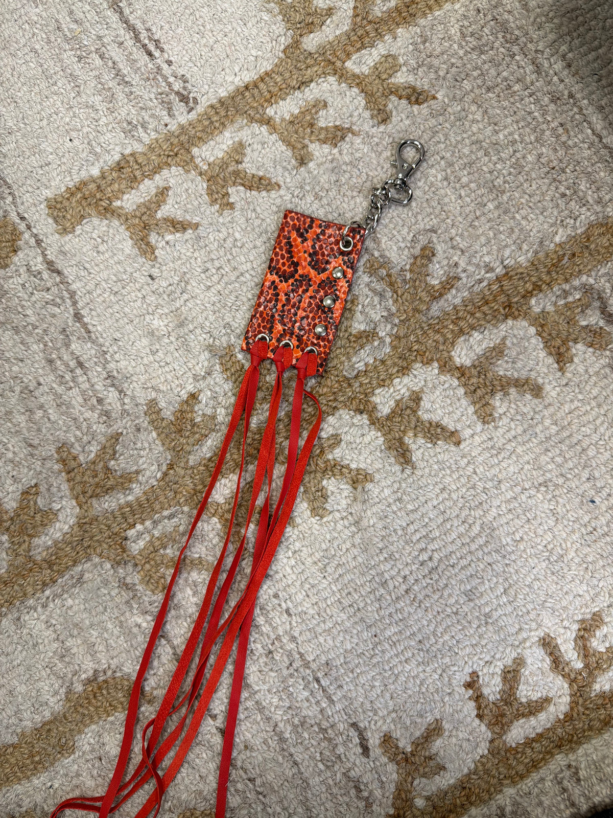 Luxury Promise Red Leopard Fringe Bag Charm ALC4427
