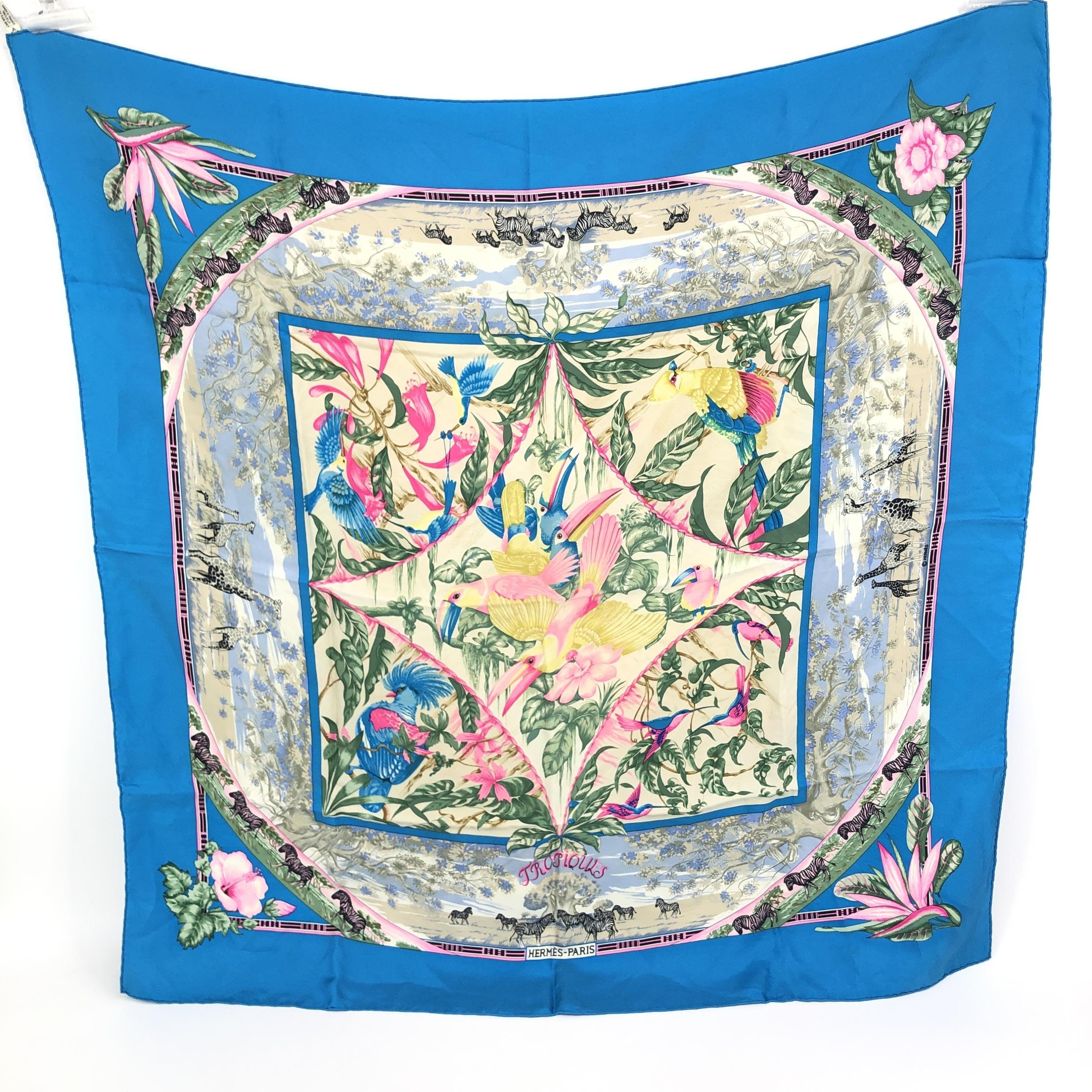 Luxury Promise Tropiques Silk Scarf In Blue C329959