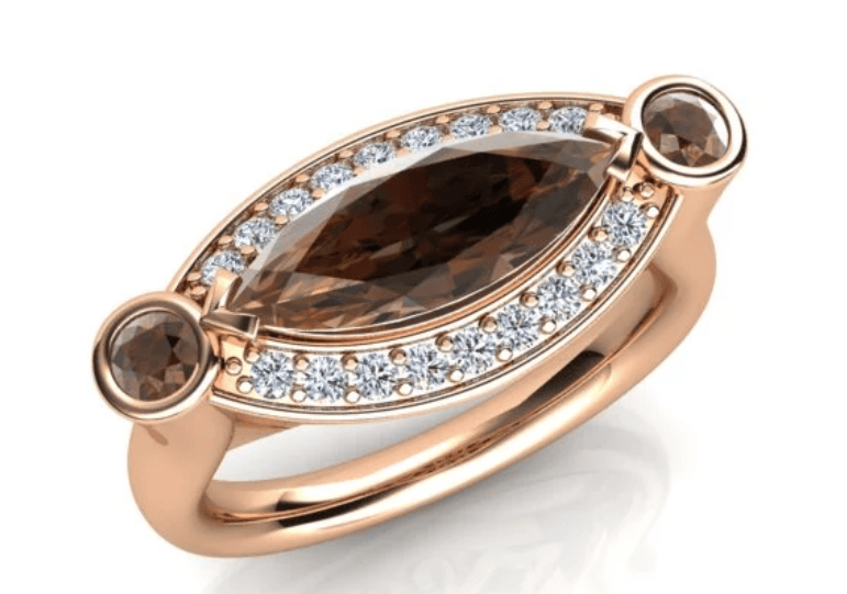 Luxury Promise Australia 1.51ct Smokey Quartz and 0.36ct Diamond Ring in 18K Rose Gold