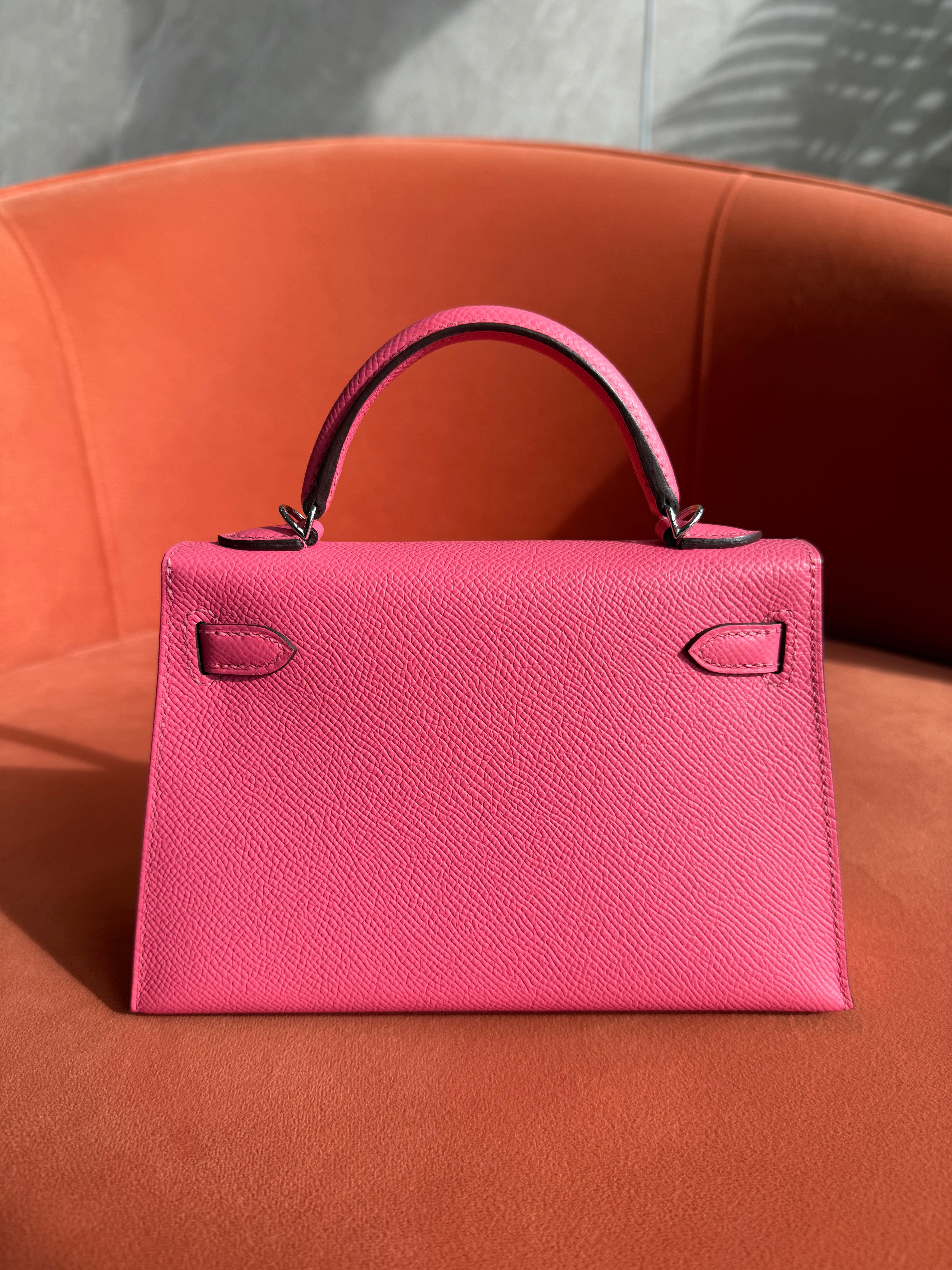 LUXURY PROMISE *LONDON LOCATED* HERMÈS MINI KELLY II 20CM ROSE AZALEE Epsom Leather with Palladium Hardware