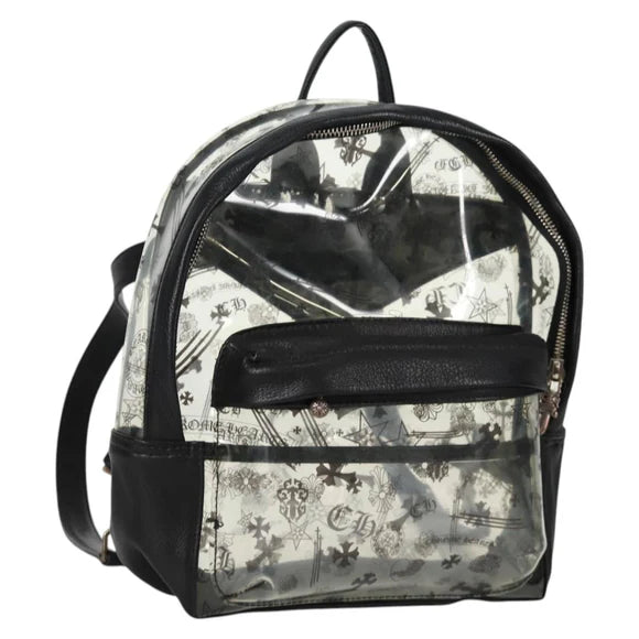 Luxury Promise Chrome Hearts PVC BACK TO SCHOOL Backpack Vinyl Leather Black Auth 134876M 134876M
