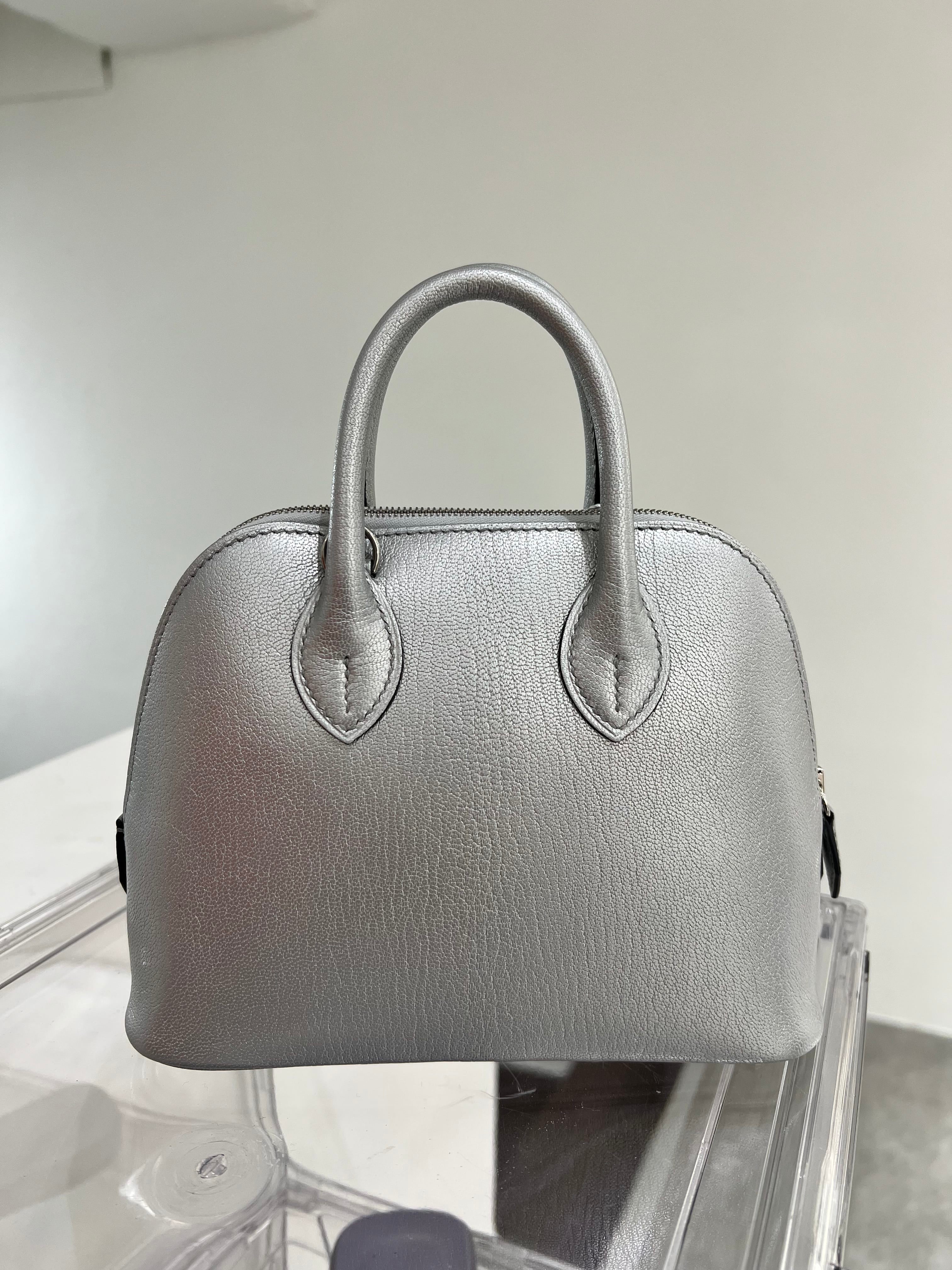 Luxury Promise Hermes Bolide 1923 Mini Argent Chevre Chamkilight PHW #K - BN Full set SYC8403H