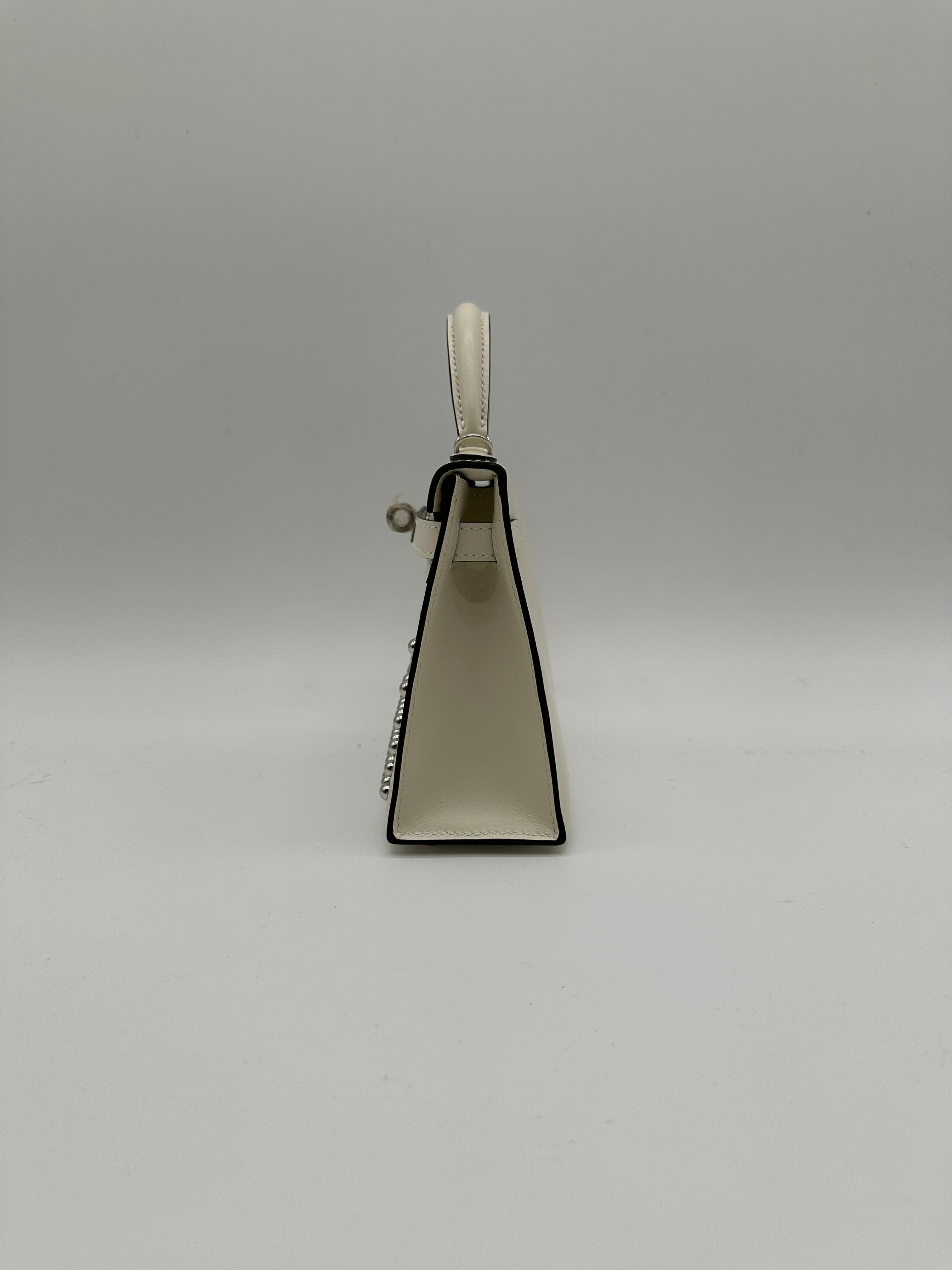 Luxury Promise Hermès Mini Kelly Cloute Cream Palladium Hardware G